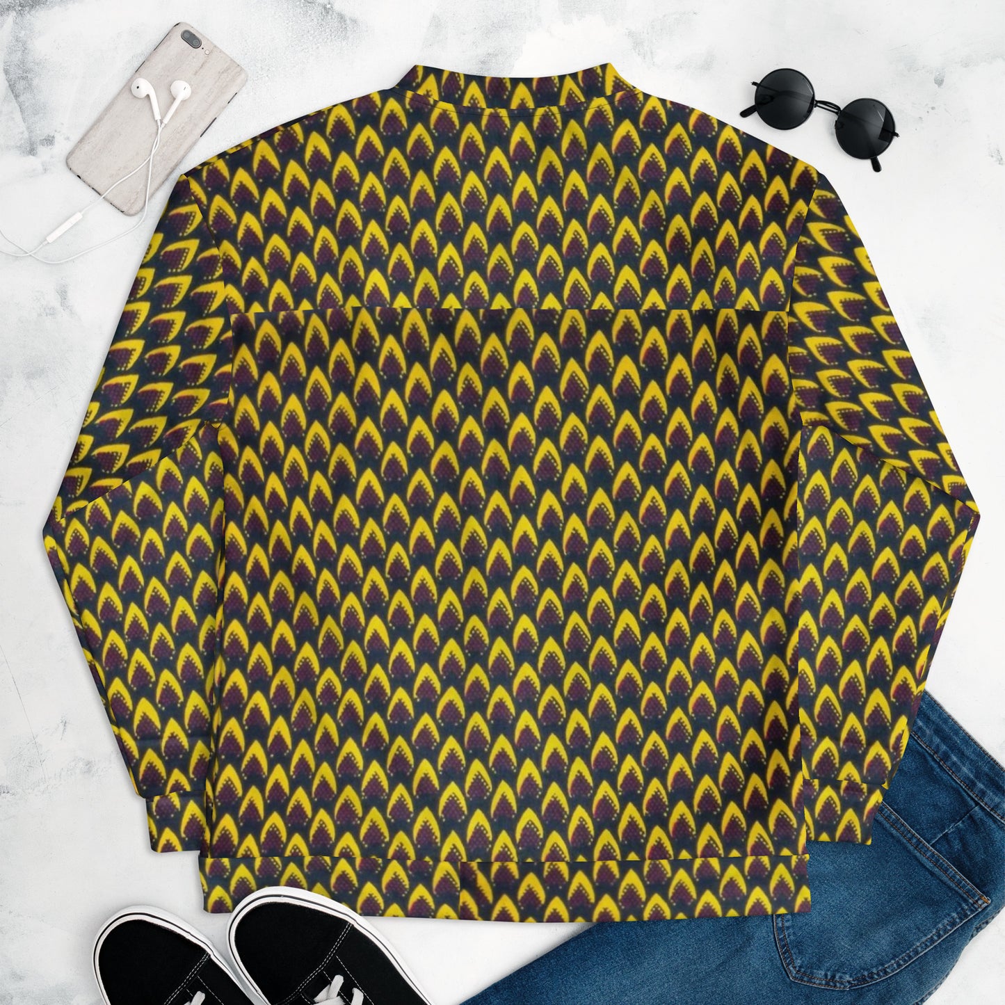 Yellow Flame Ankara Unisex Bomber Jacket