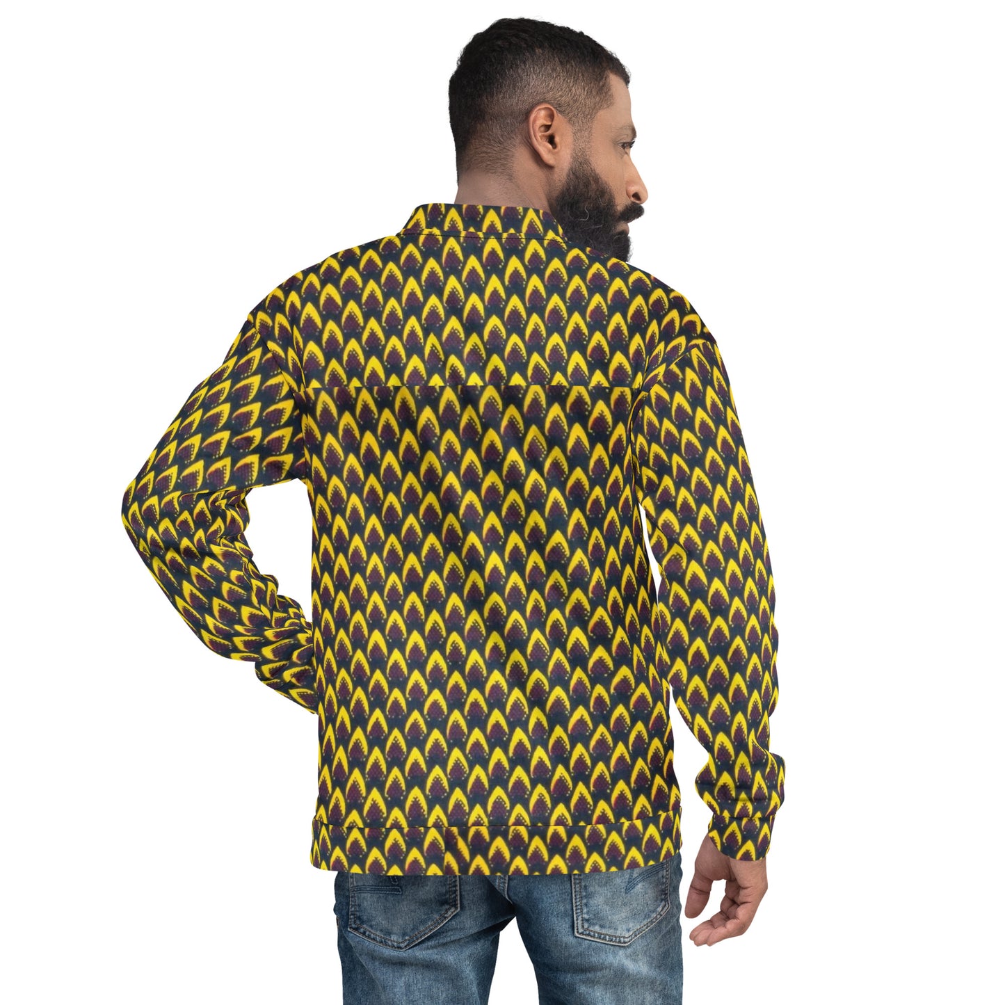 Yellow Flame Ankara Unisex Bomber Jacket