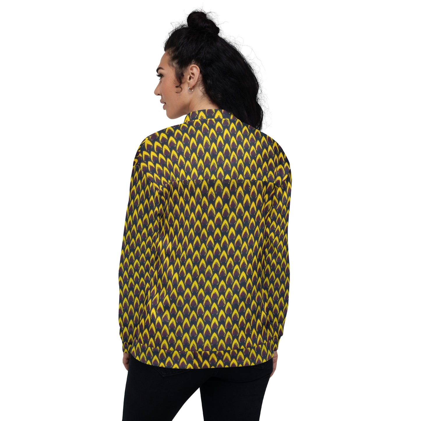 Yellow Flame Ankara Unisex Bomber Jacket