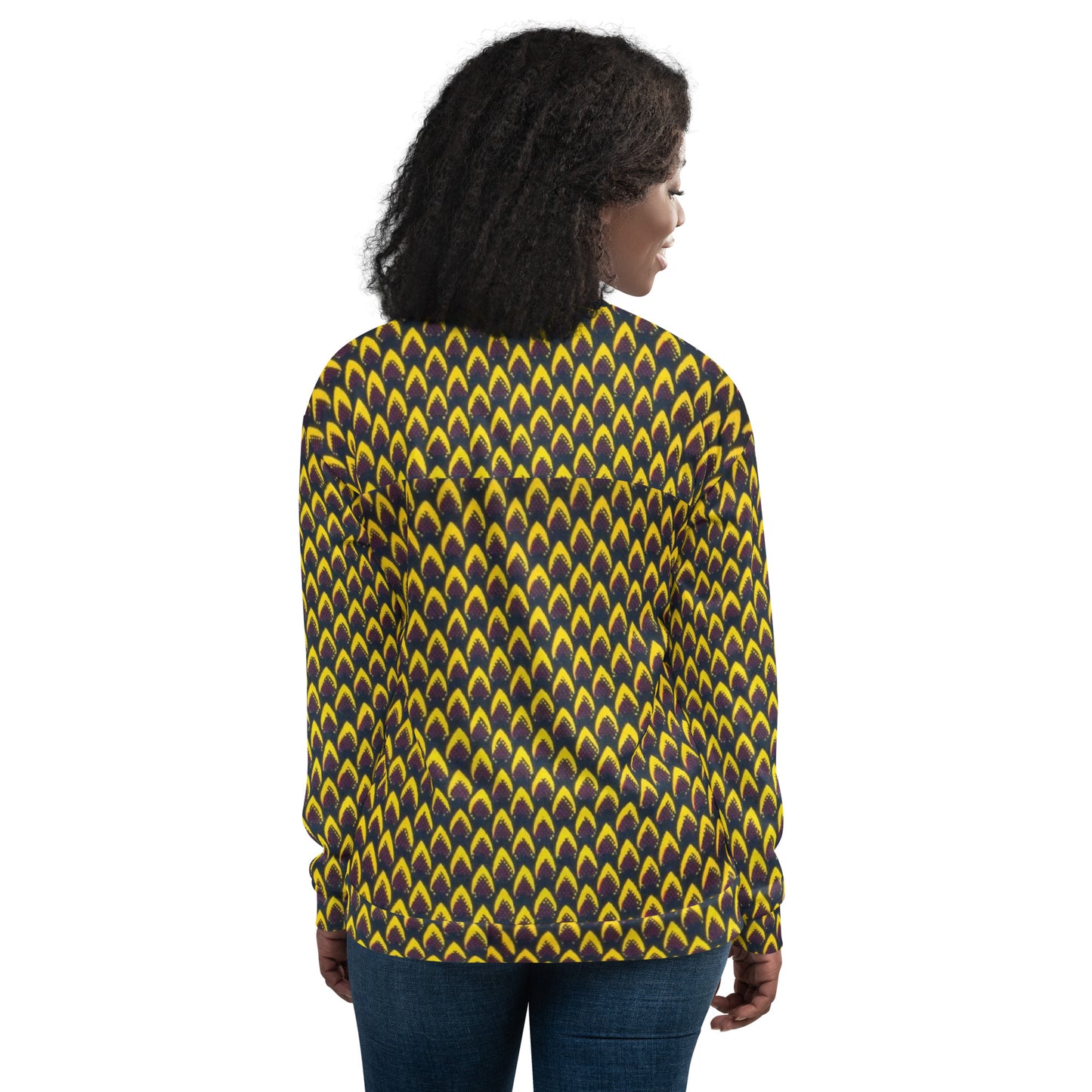 Yellow Flame Ankara Unisex Bomber Jacket