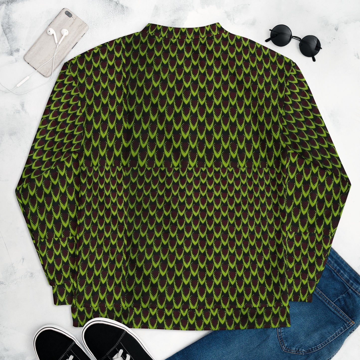 Green Flame Ankara Unisex Bomber Jacket