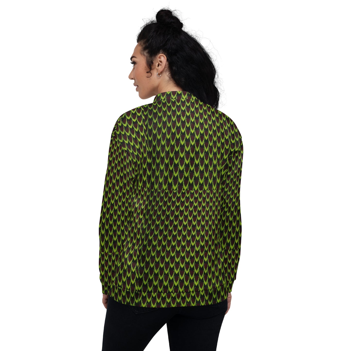 Green Flame Ankara Unisex Bomber Jacket