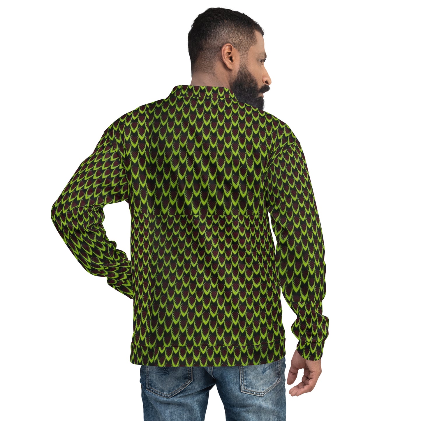 Green Flame Ankara Unisex Bomber Jacket