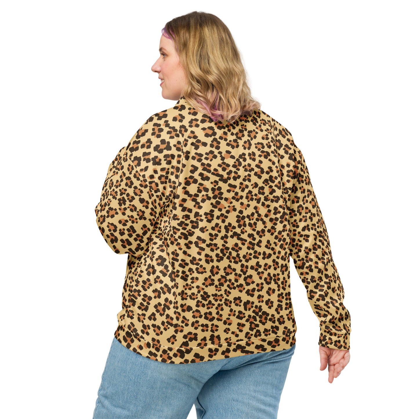 Brown Leopard Unisex Bomber Jacket