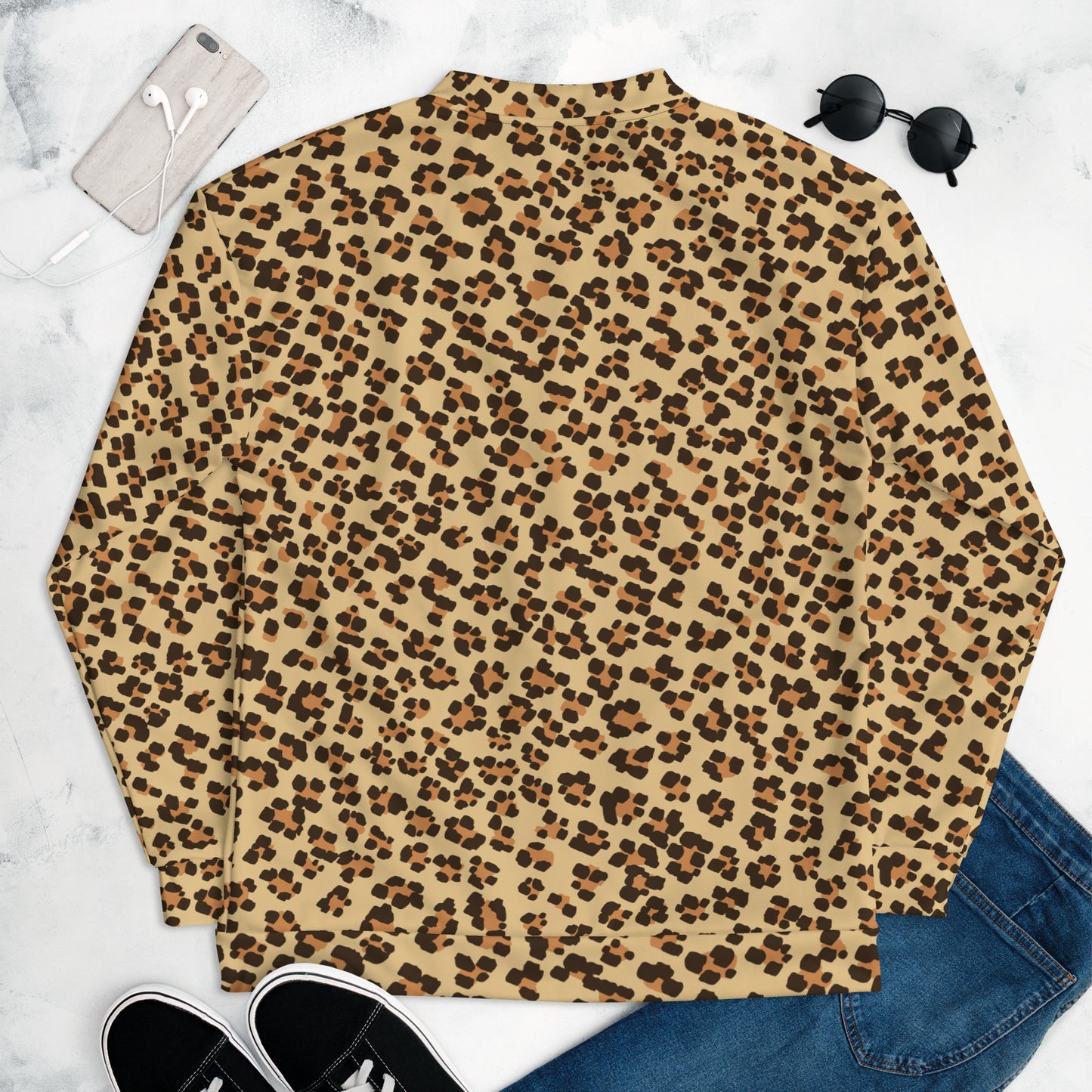 Brown Leopard Unisex Bomber Jacket