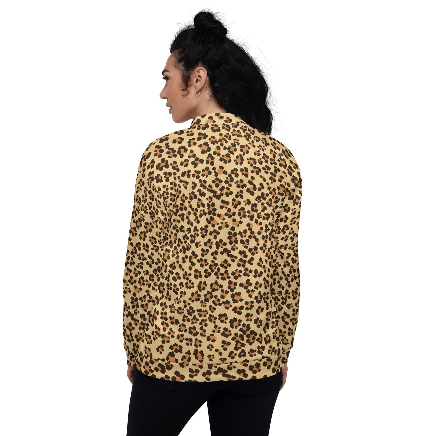 Brown Leopard Unisex Bomber Jacket