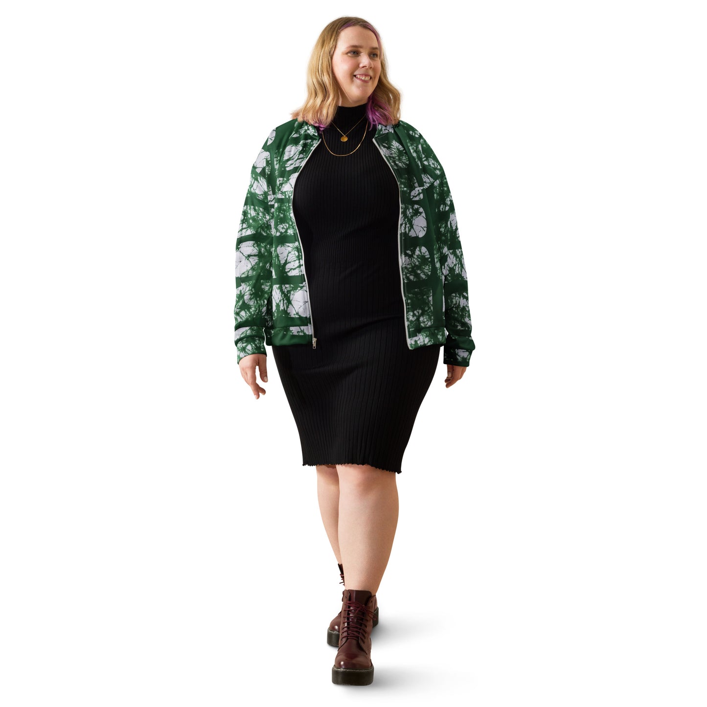 Green Adire Unisex Bomber Jacket