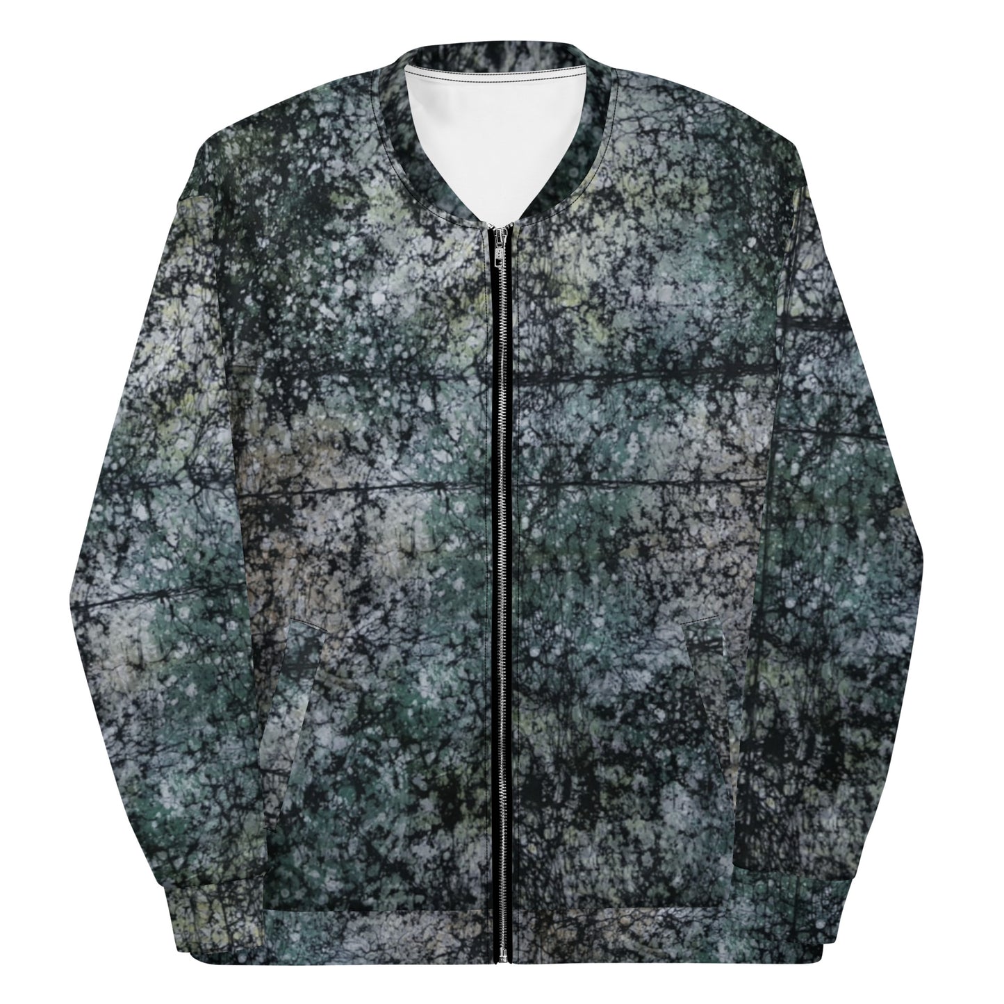 Dark Green Adire Unisex Bomber Jacket