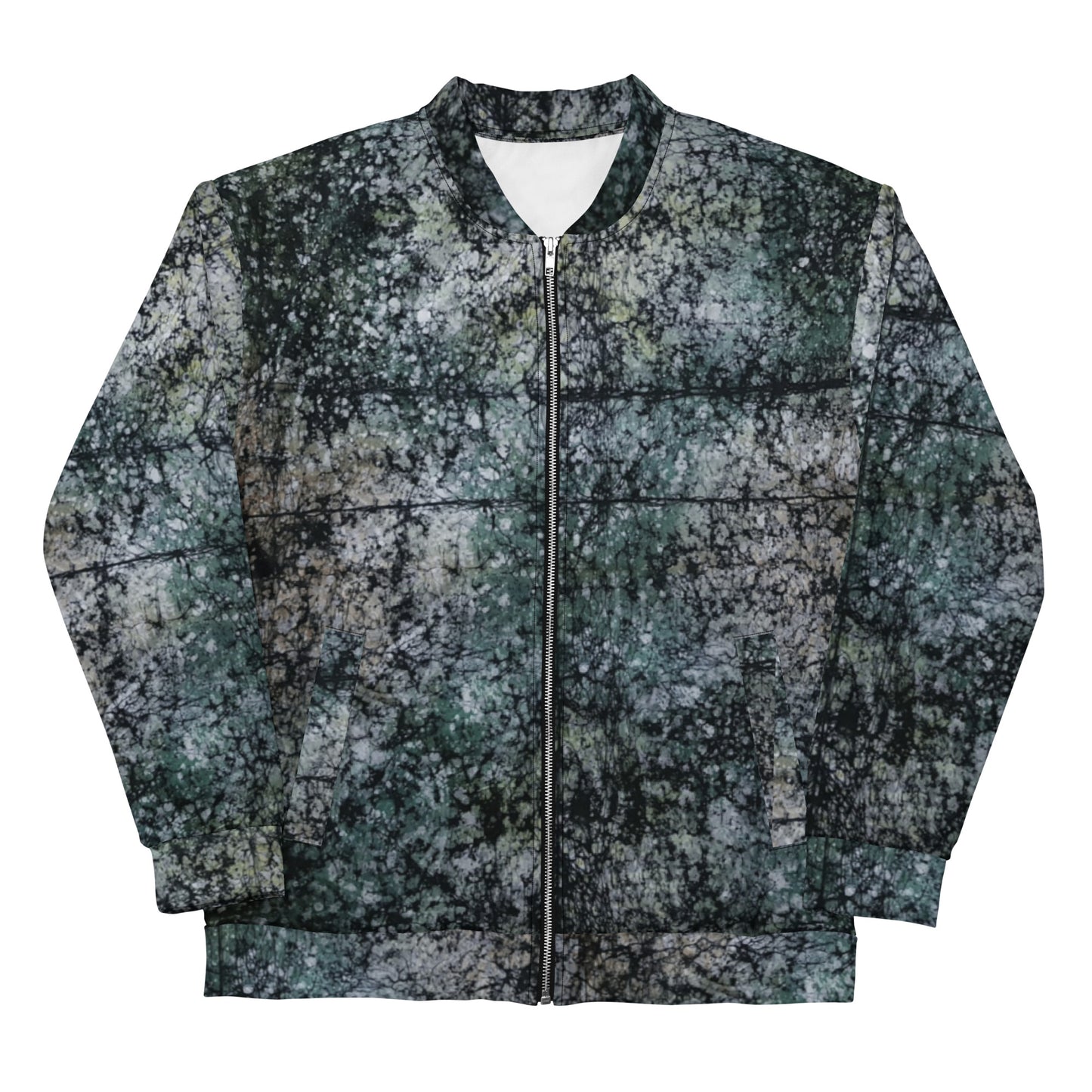 Dark Green Adire Unisex Bomber Jacket