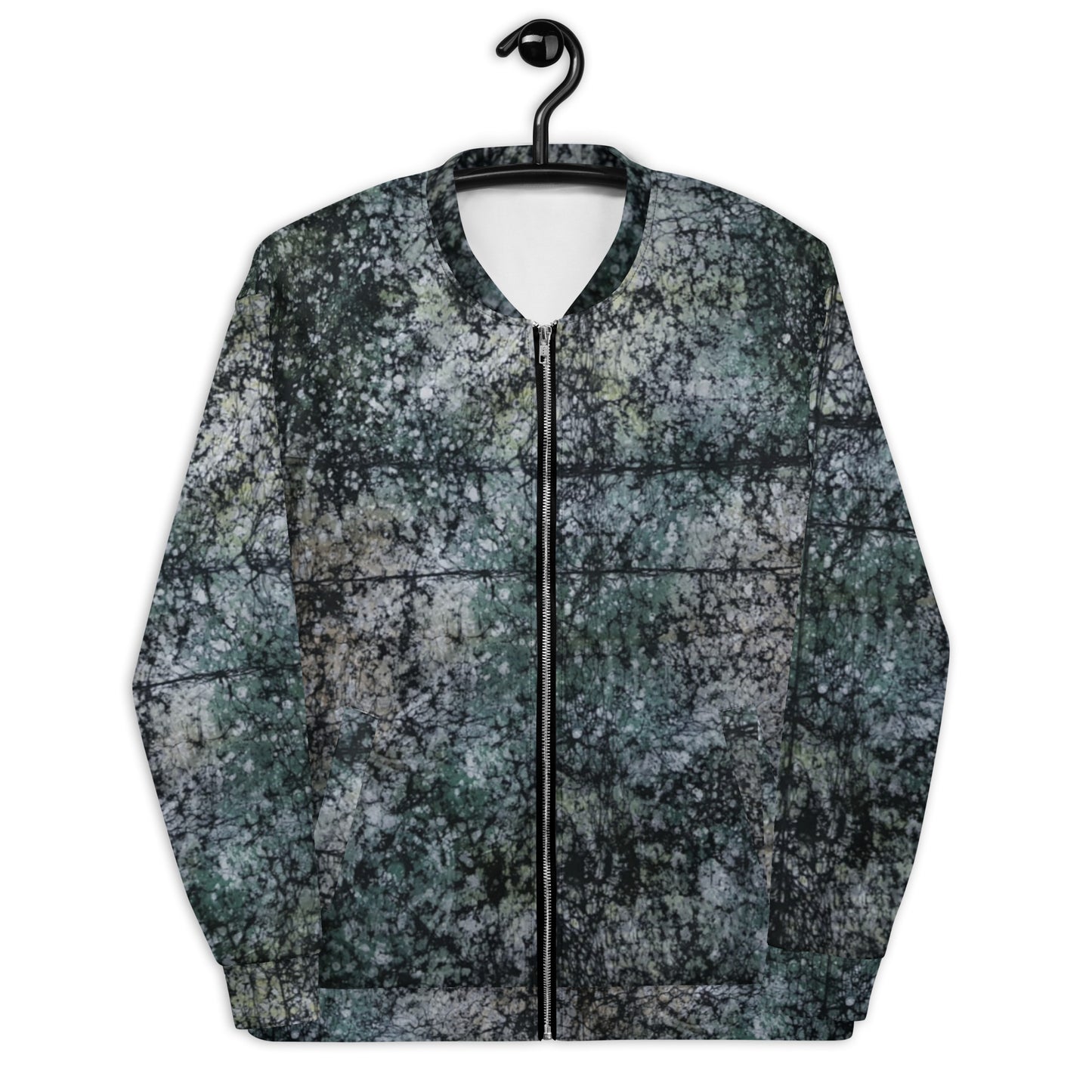 Dark Green Adire Unisex Bomber Jacket