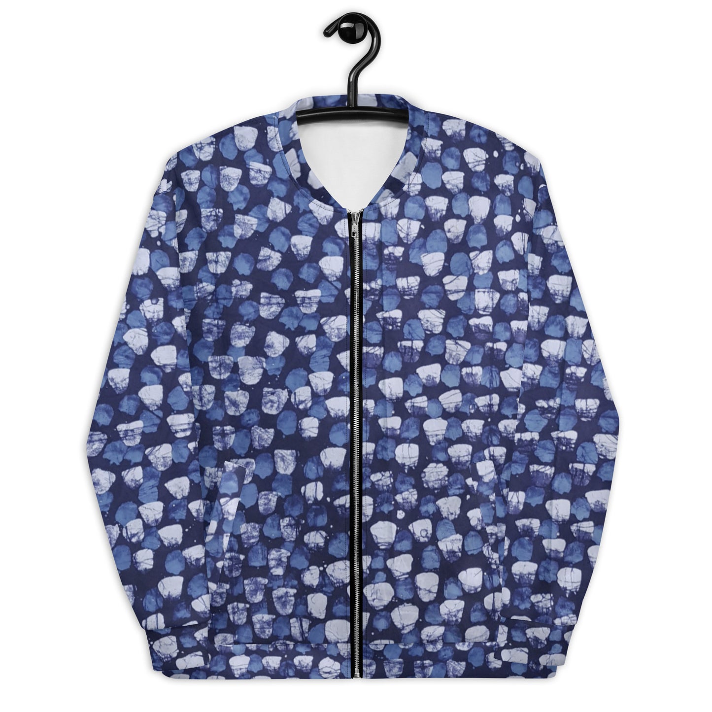 Blue Dotted Adire Unisex Bomber Jacket