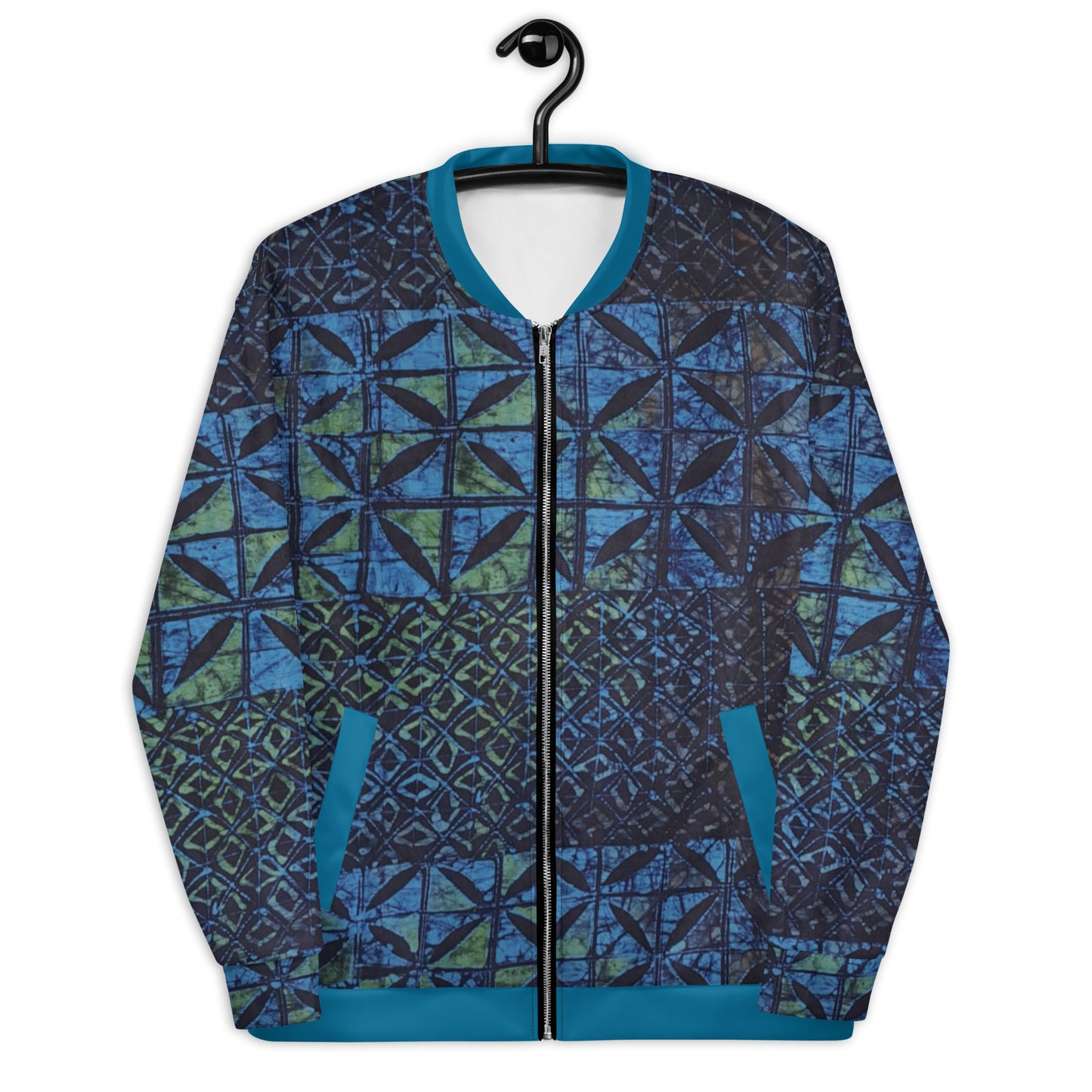 Green Blue Adire Unisex Bomber Jacket