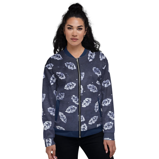 Indigo Leaf Adire Unisex Bomber Jacket