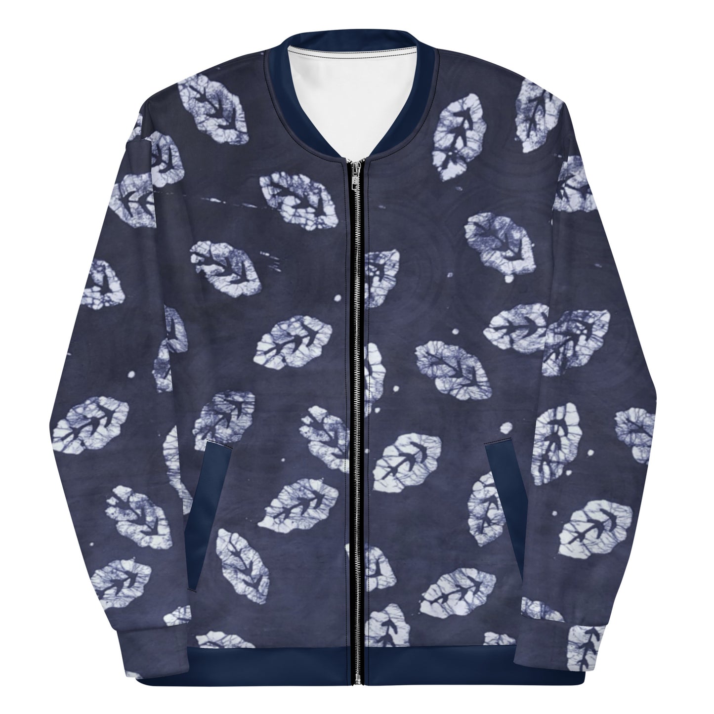 Indigo Leaf Adire Unisex Bomber Jacket