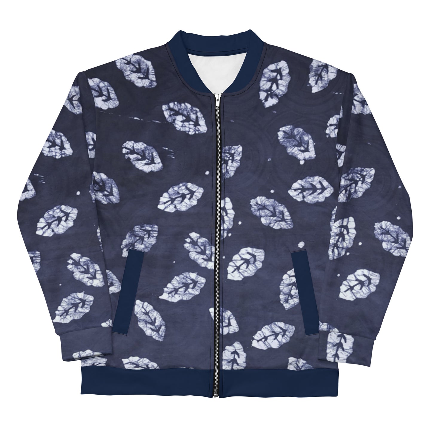 Indigo Leaf Adire Unisex Bomber Jacket