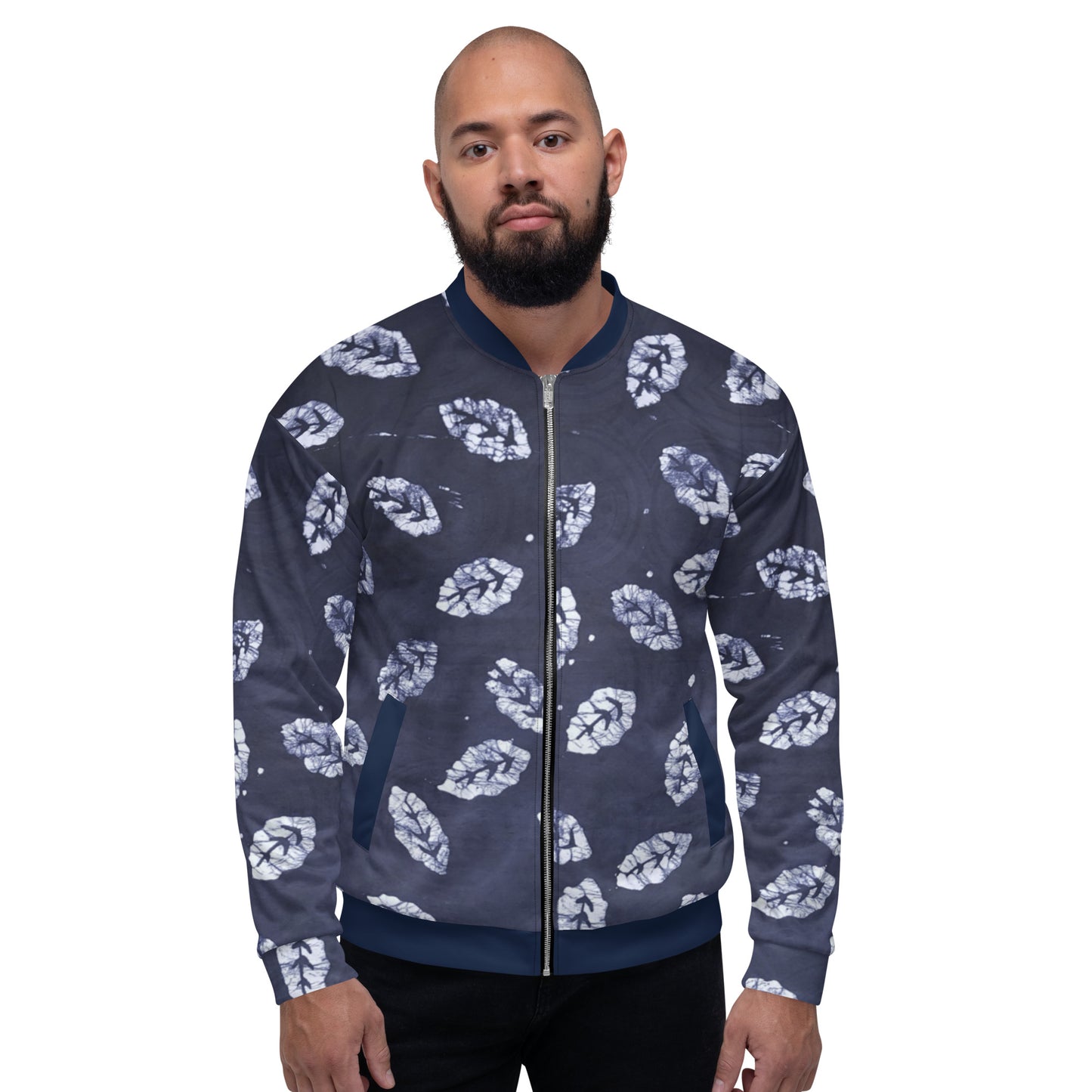 Indigo Leaf Adire Unisex Bomber Jacket