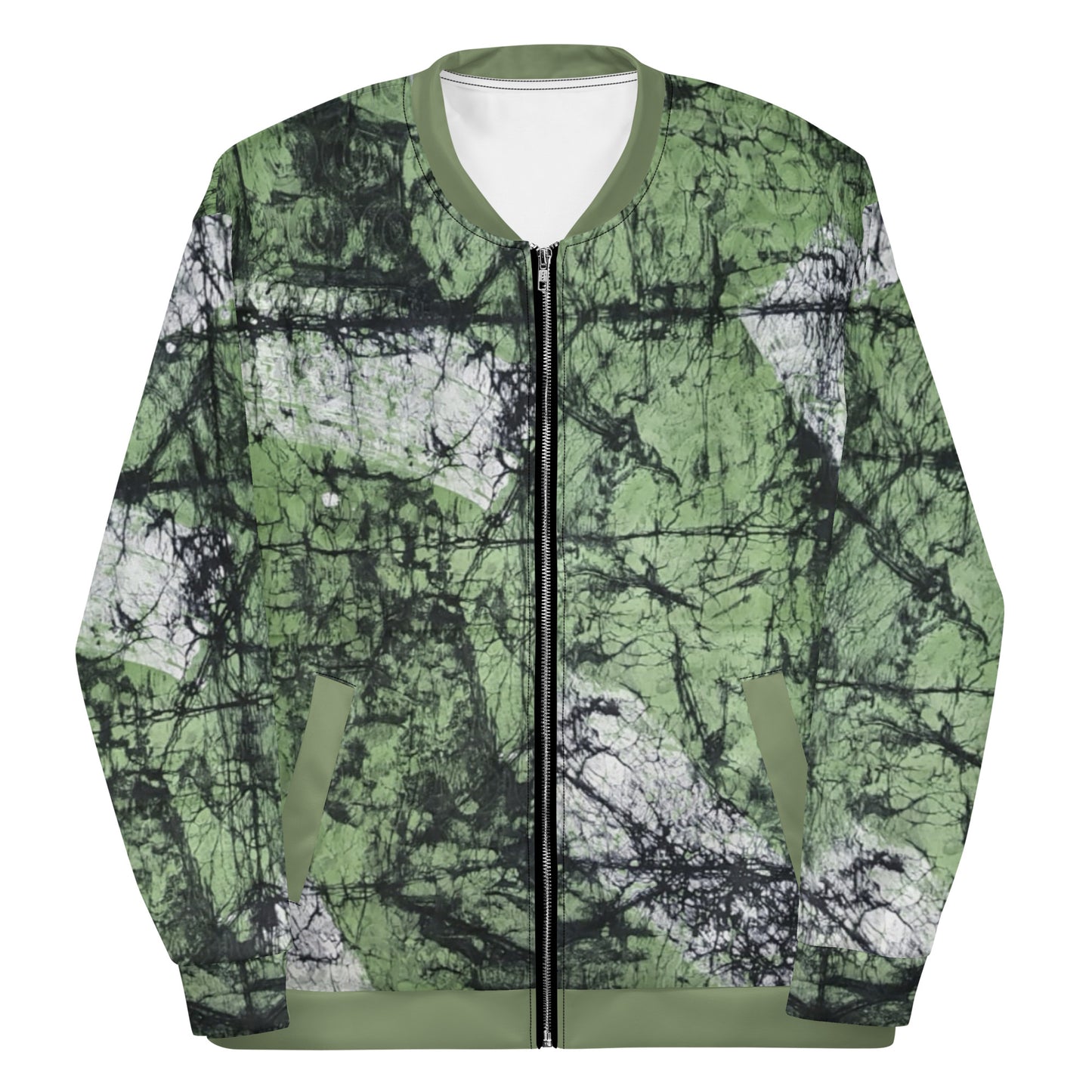 Lime Green Adire Unisex Bomber Jacket