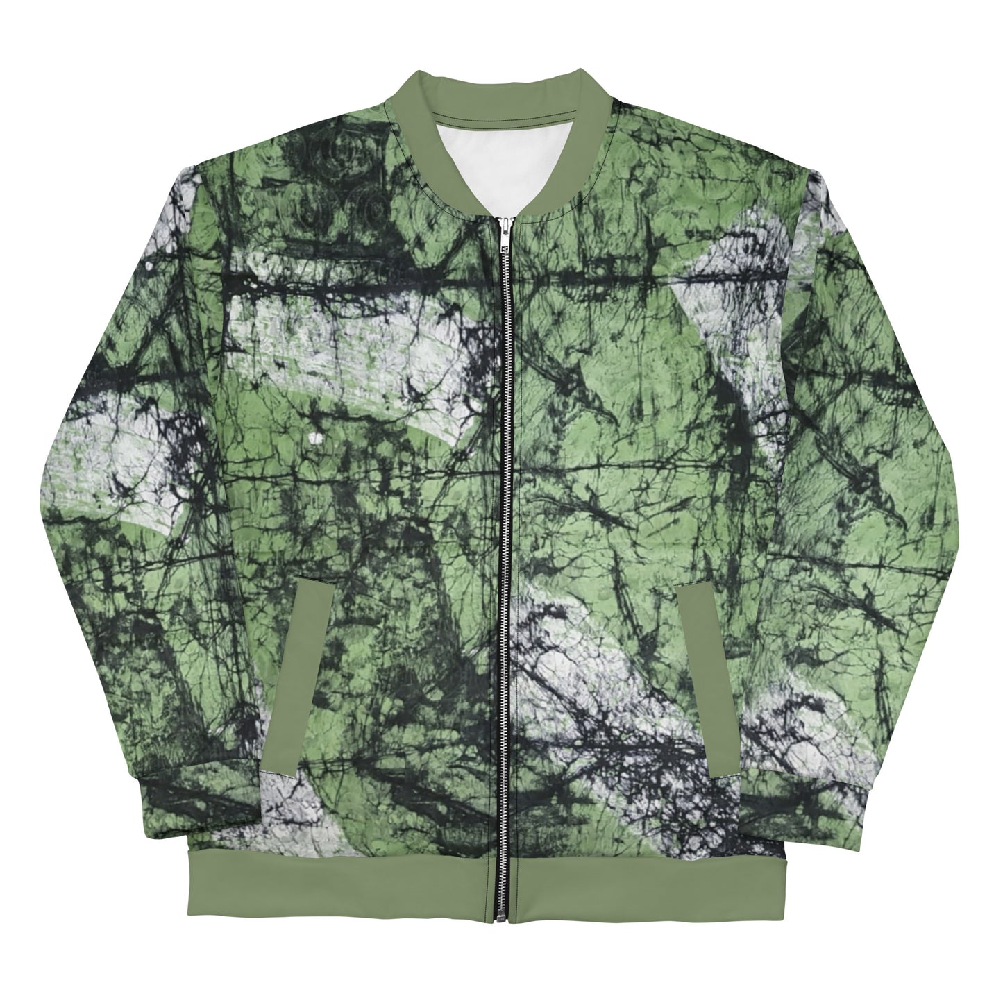 Lime Green Adire Unisex Bomber Jacket