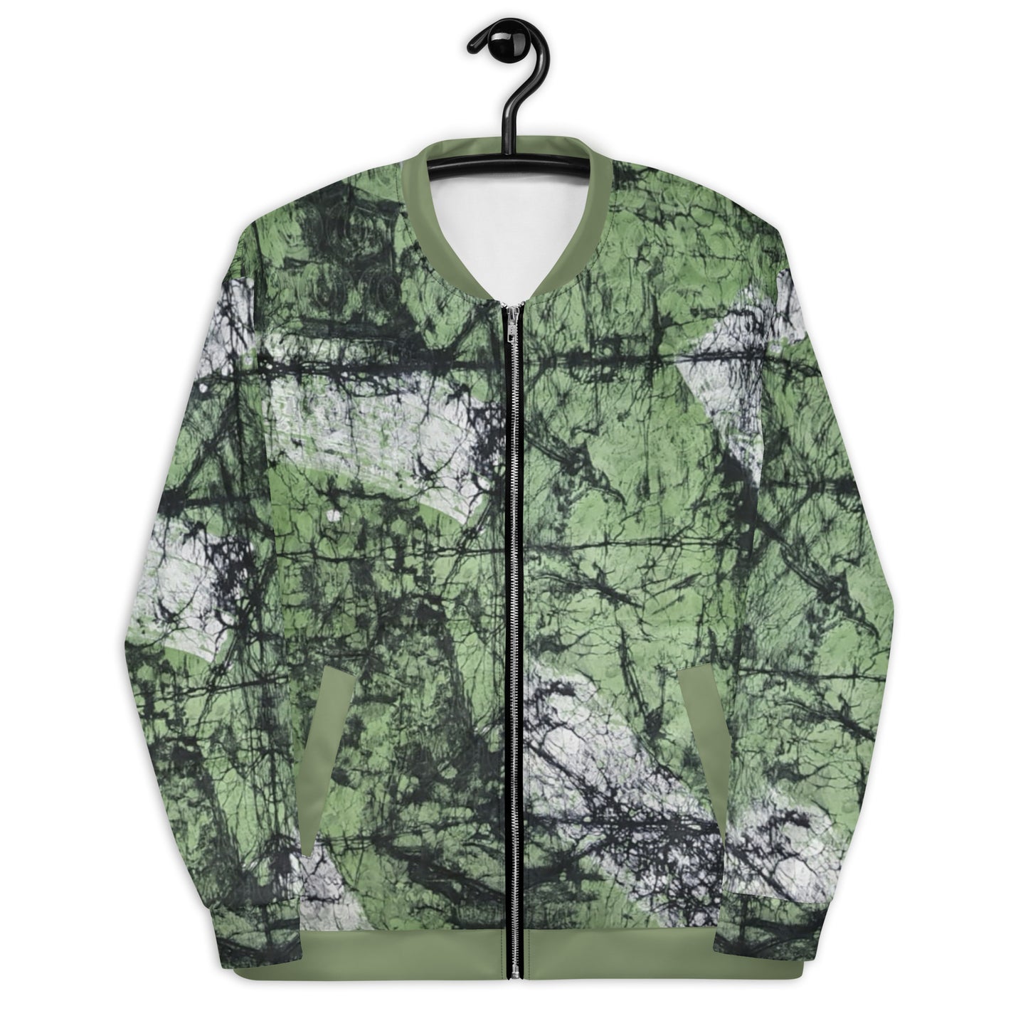 Lime Green Adire Unisex Bomber Jacket