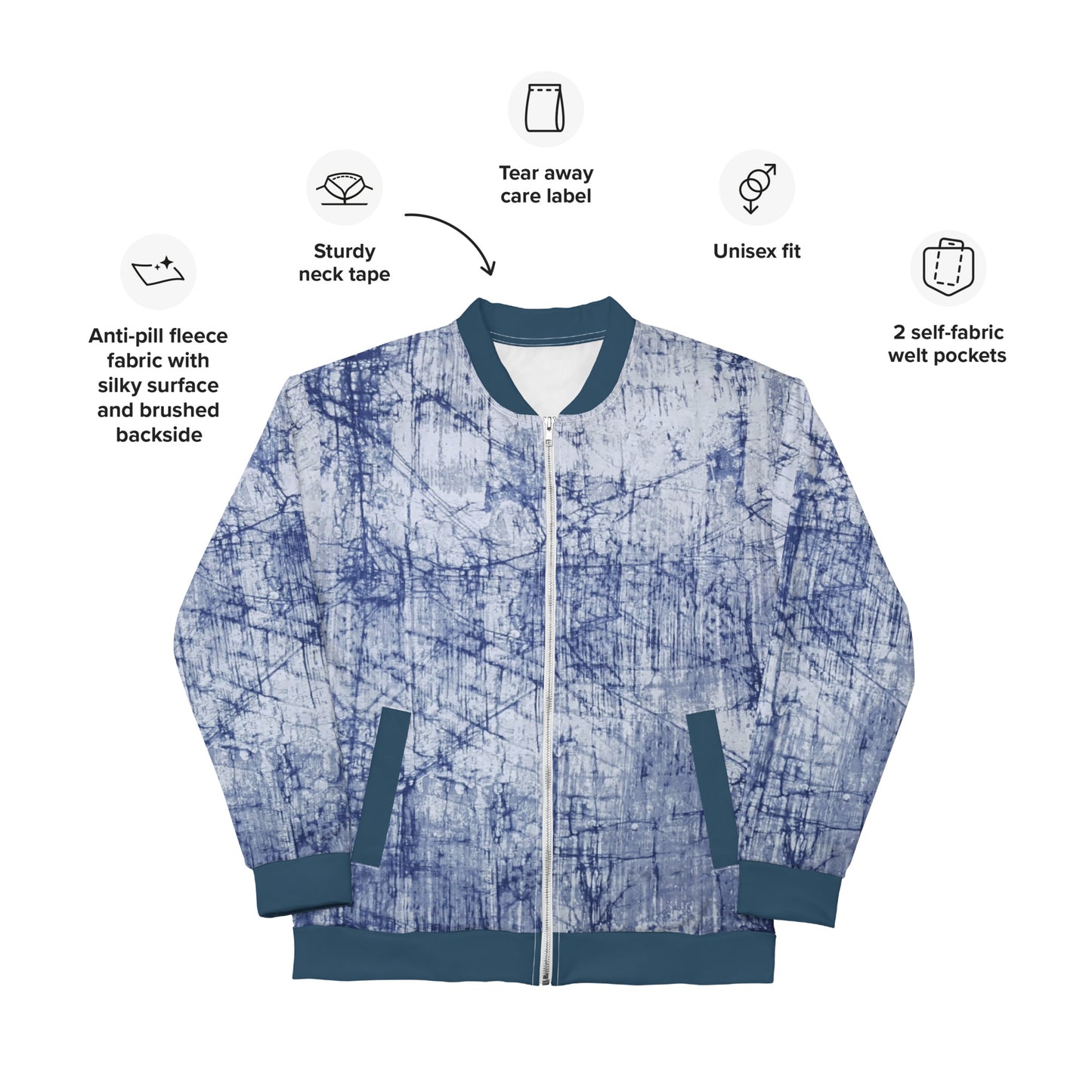 Blue Marble Adire Unisex Bomber Jacket