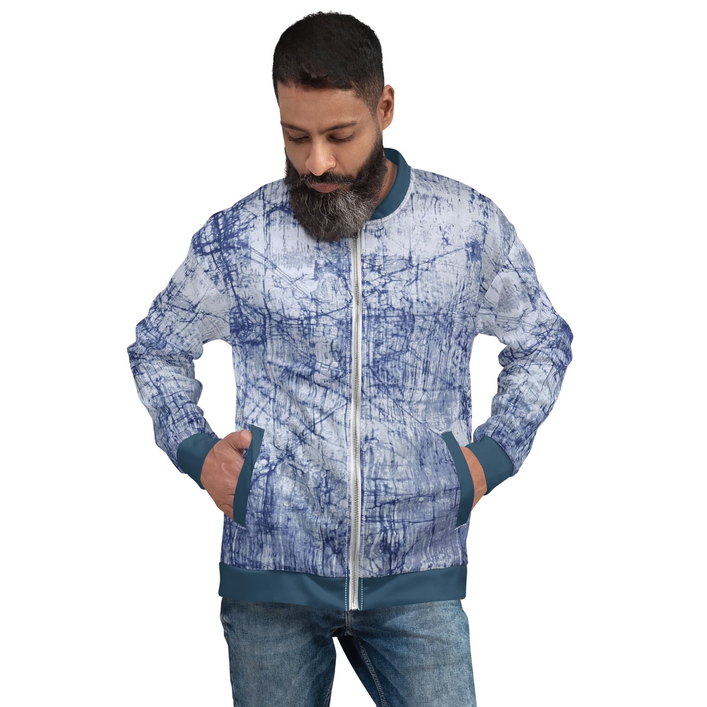 Blue Marble Adire Unisex Bomber Jacket