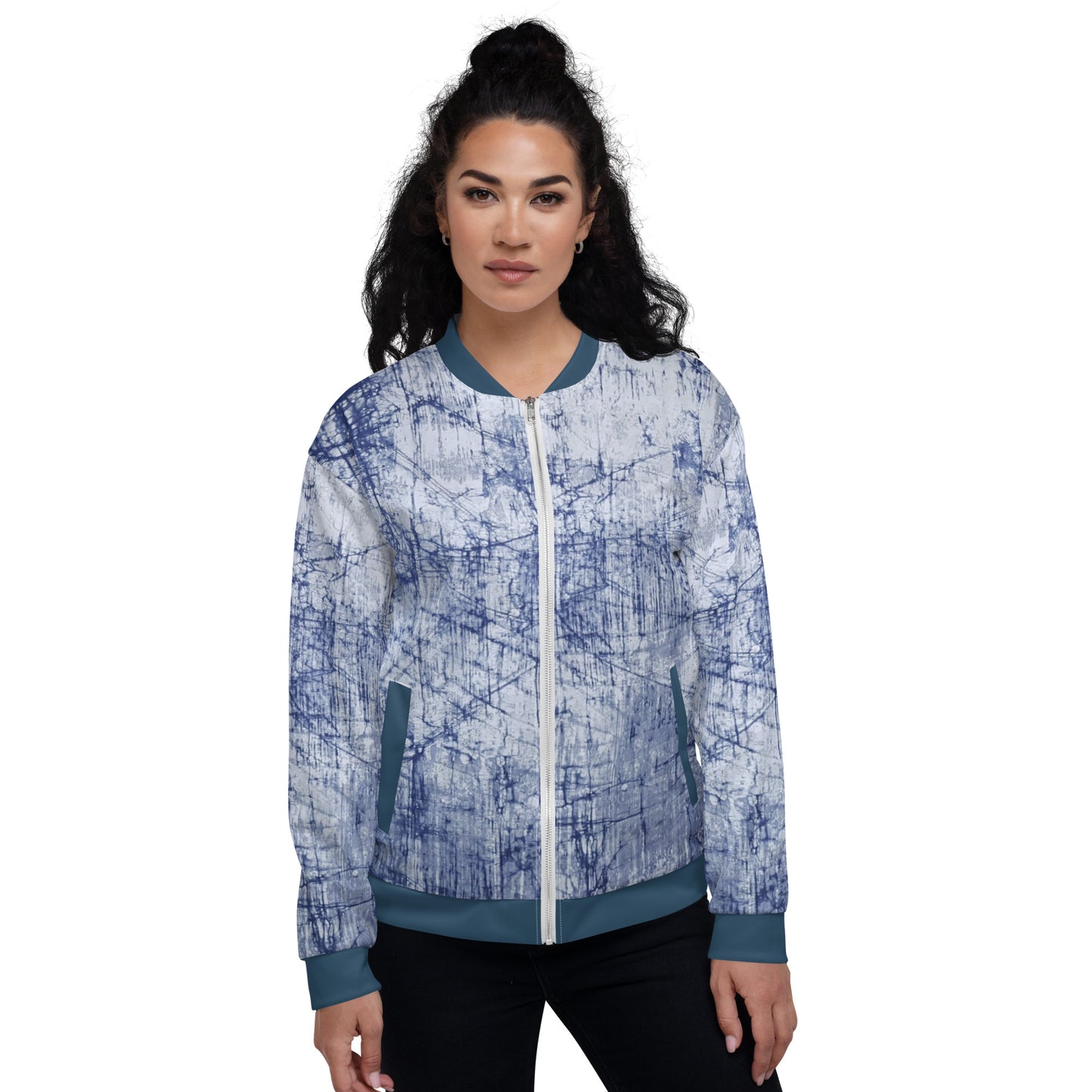 Blue Marble Adire Unisex Bomber Jacket