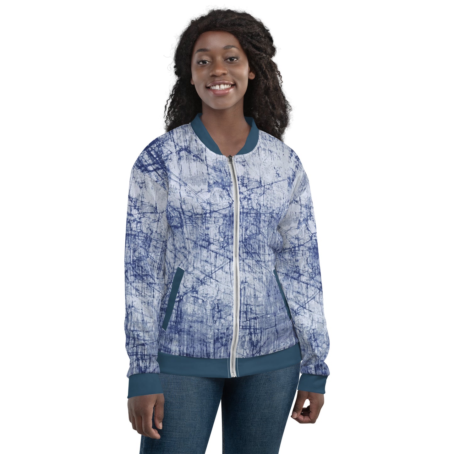 Blue Marble Adire Unisex Bomber Jacket