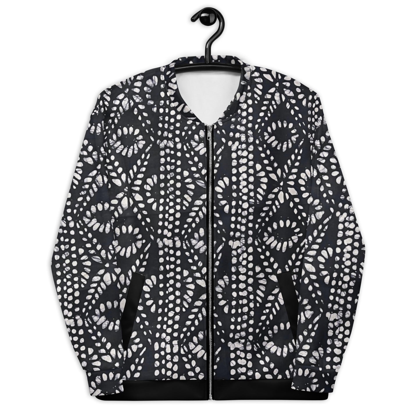 Black & White Aztec Adire Unisex Bomber Jacket