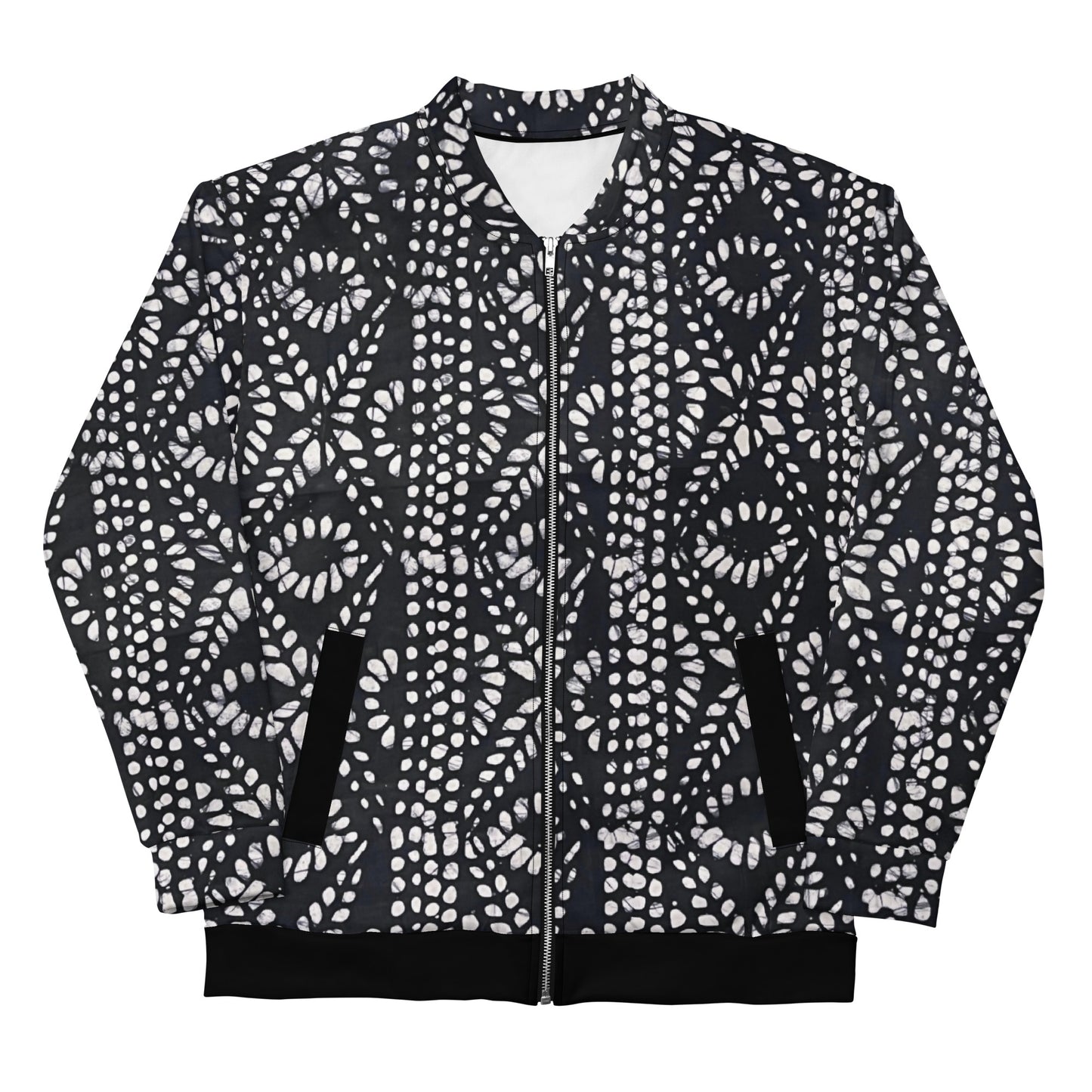 Black & White Aztec Adire Unisex Bomber Jacket