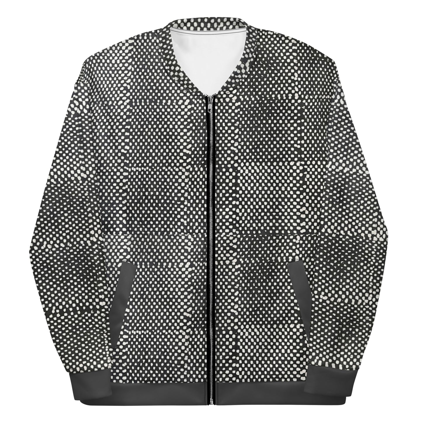 Black & White Polka Dot Adire Unisex Bomber Jacket