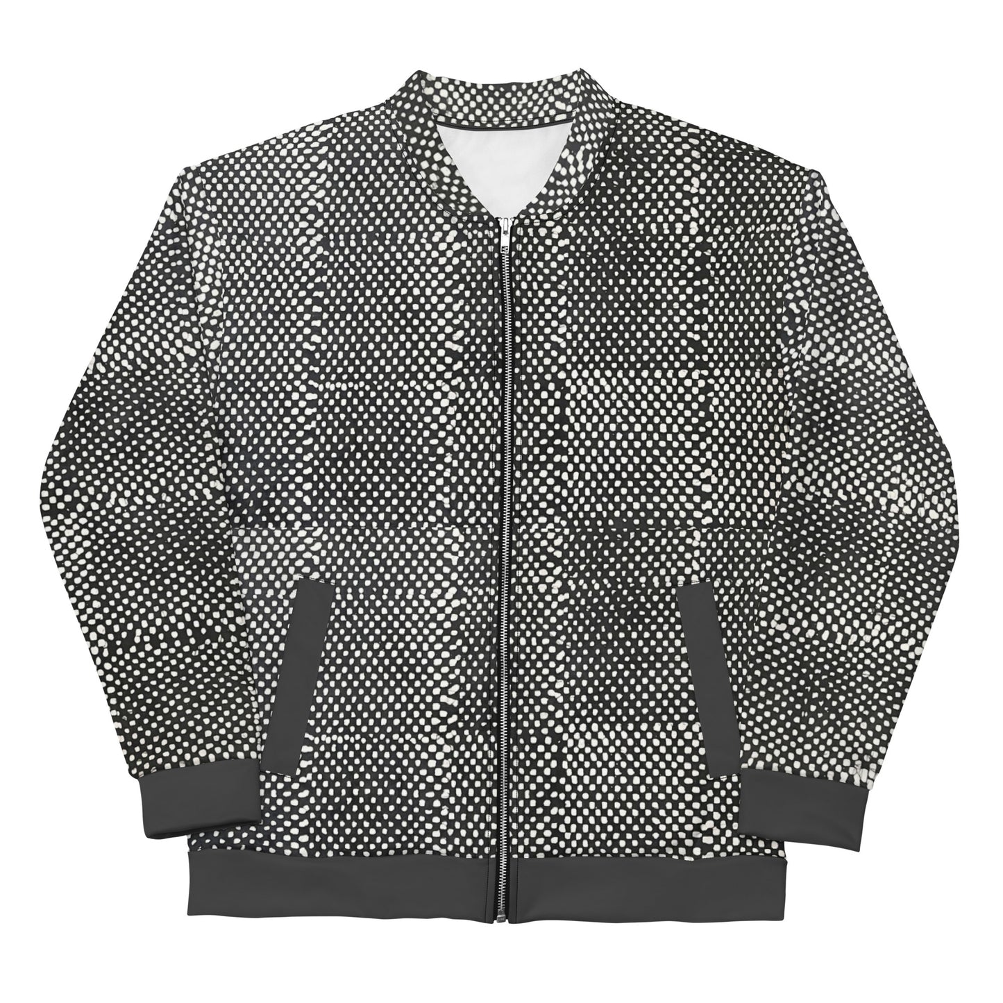 Black & White Polka Dot Adire Unisex Bomber Jacket