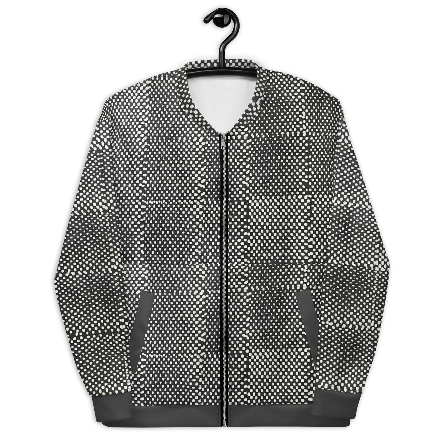 Black & White Polka Dot Adire Unisex Bomber Jacket