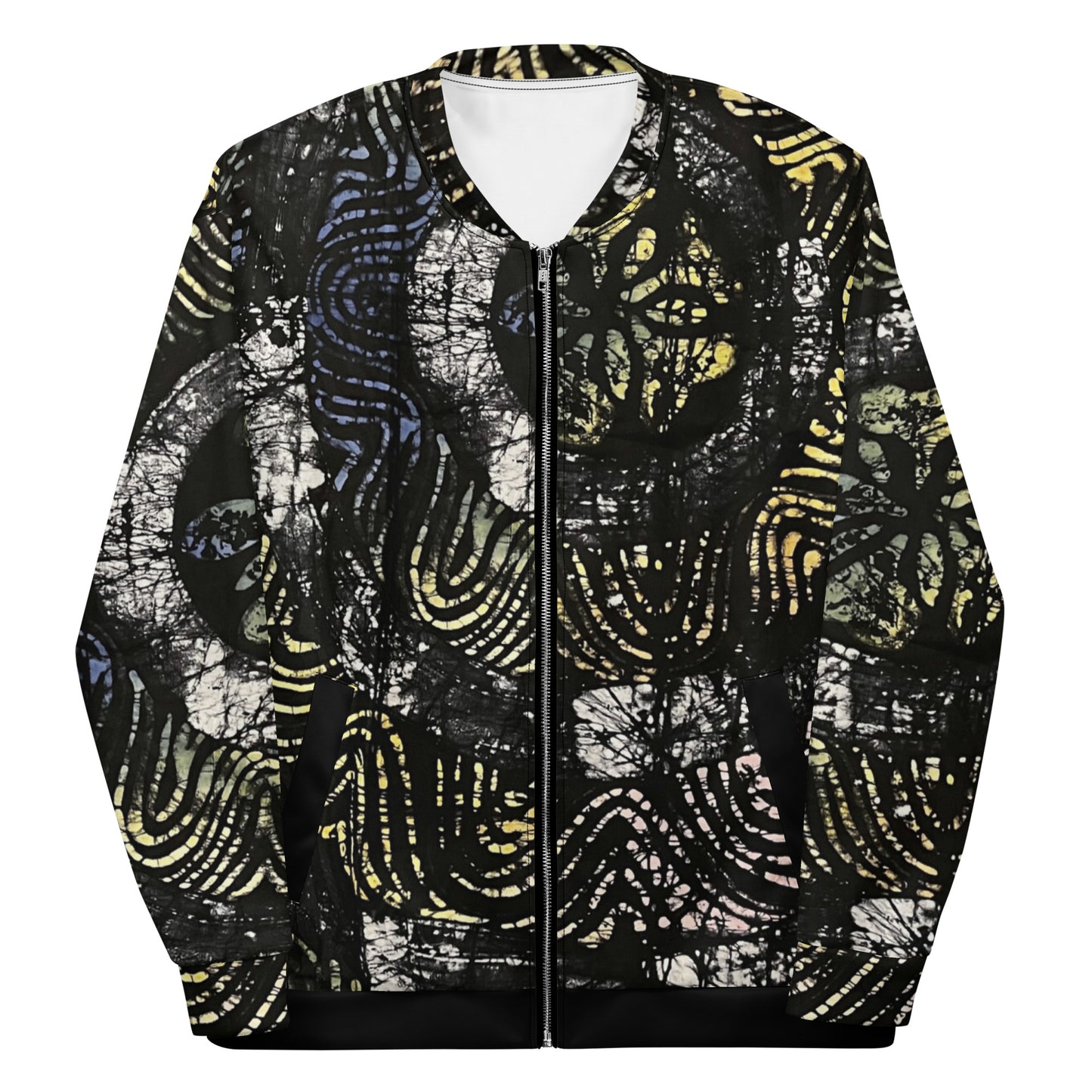 Circle & Swirls Indigo Adire Unisex Bomber Jacket