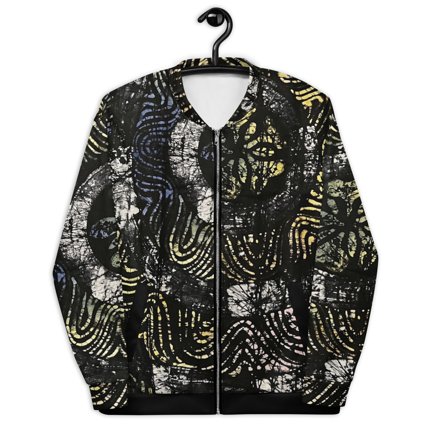 Circle & Swirls Indigo Adire Unisex Bomber Jacket