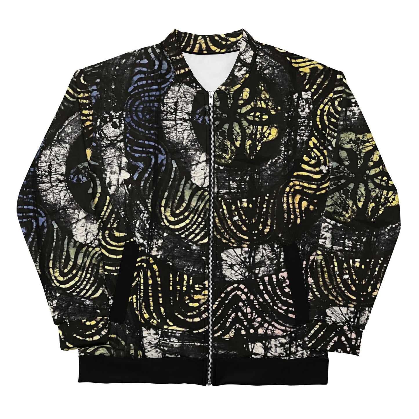 Circle & Swirls Indigo Adire Unisex Bomber Jacket