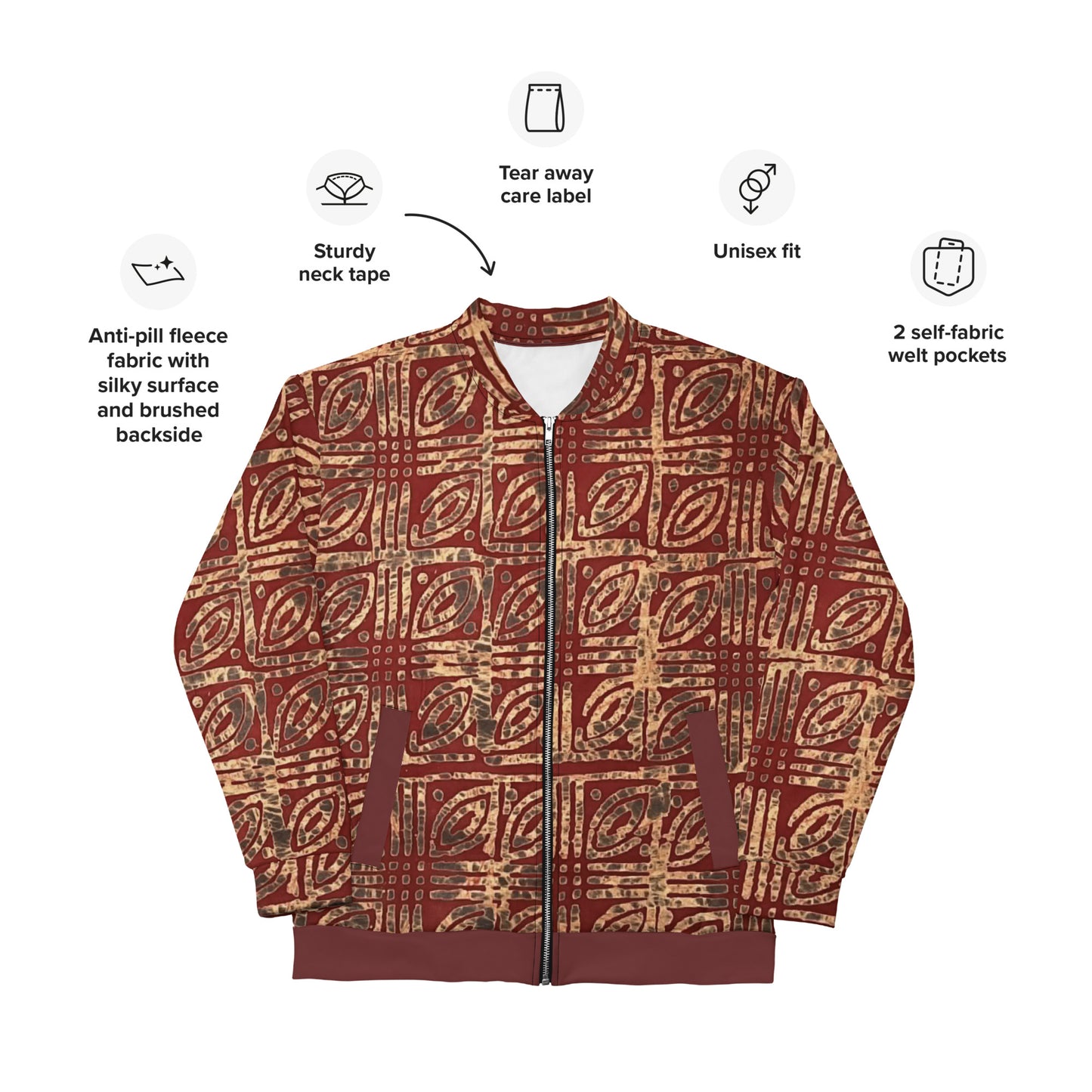 Copper & Gold Adire Unisex Bomber Jacket