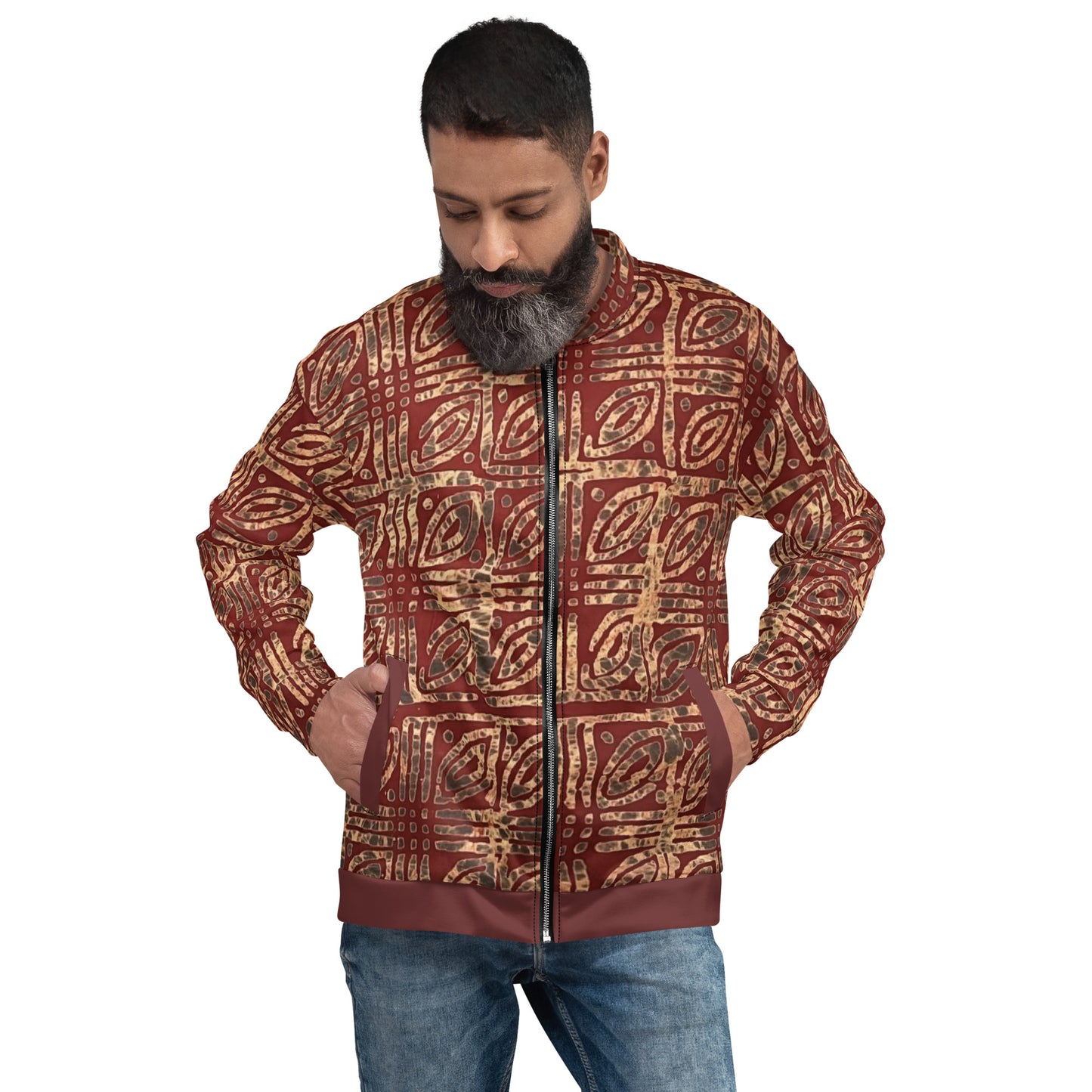 Copper & Gold Adire Unisex Bomber Jacket