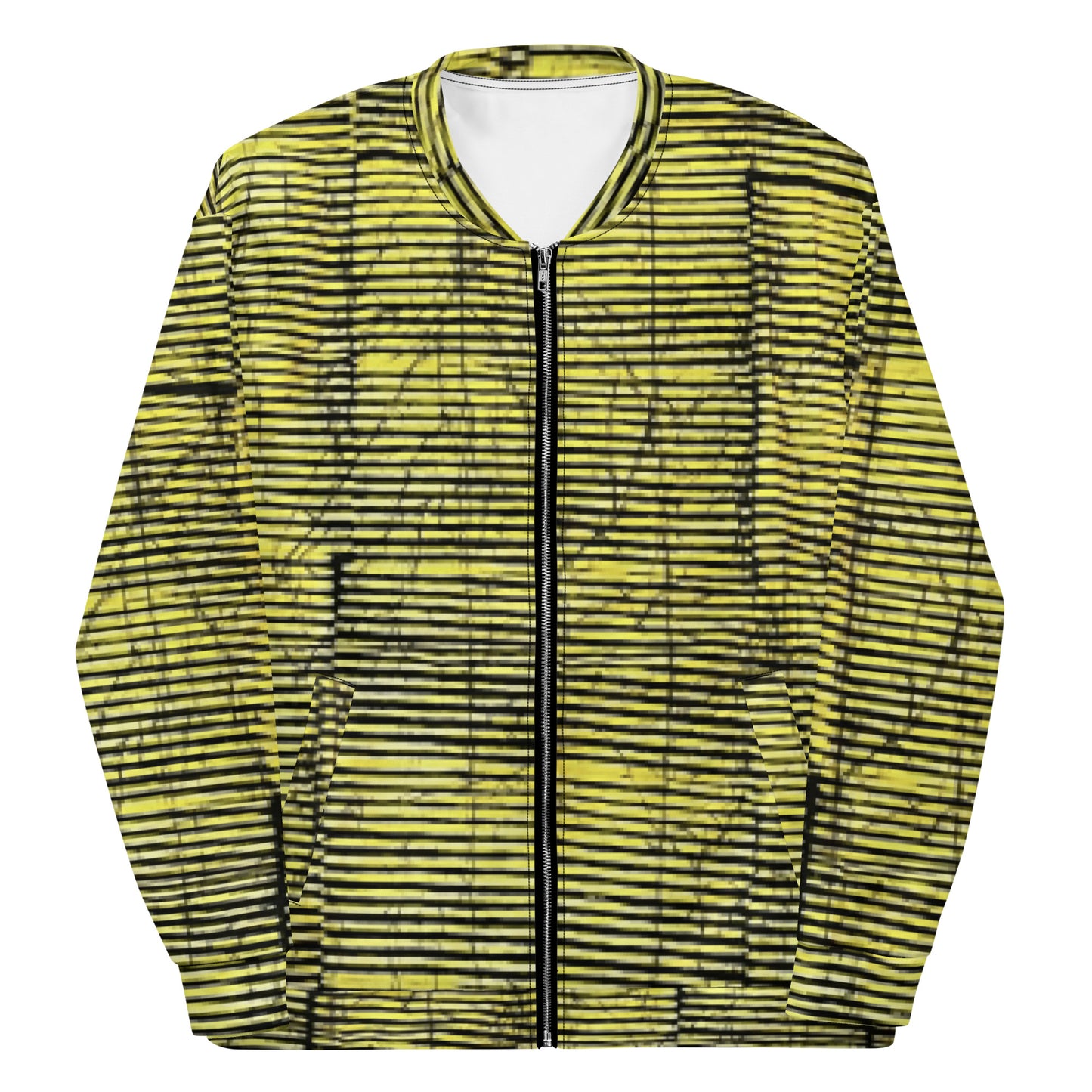 Yellow Black Stripes Adire Unisex Bomber Jacket