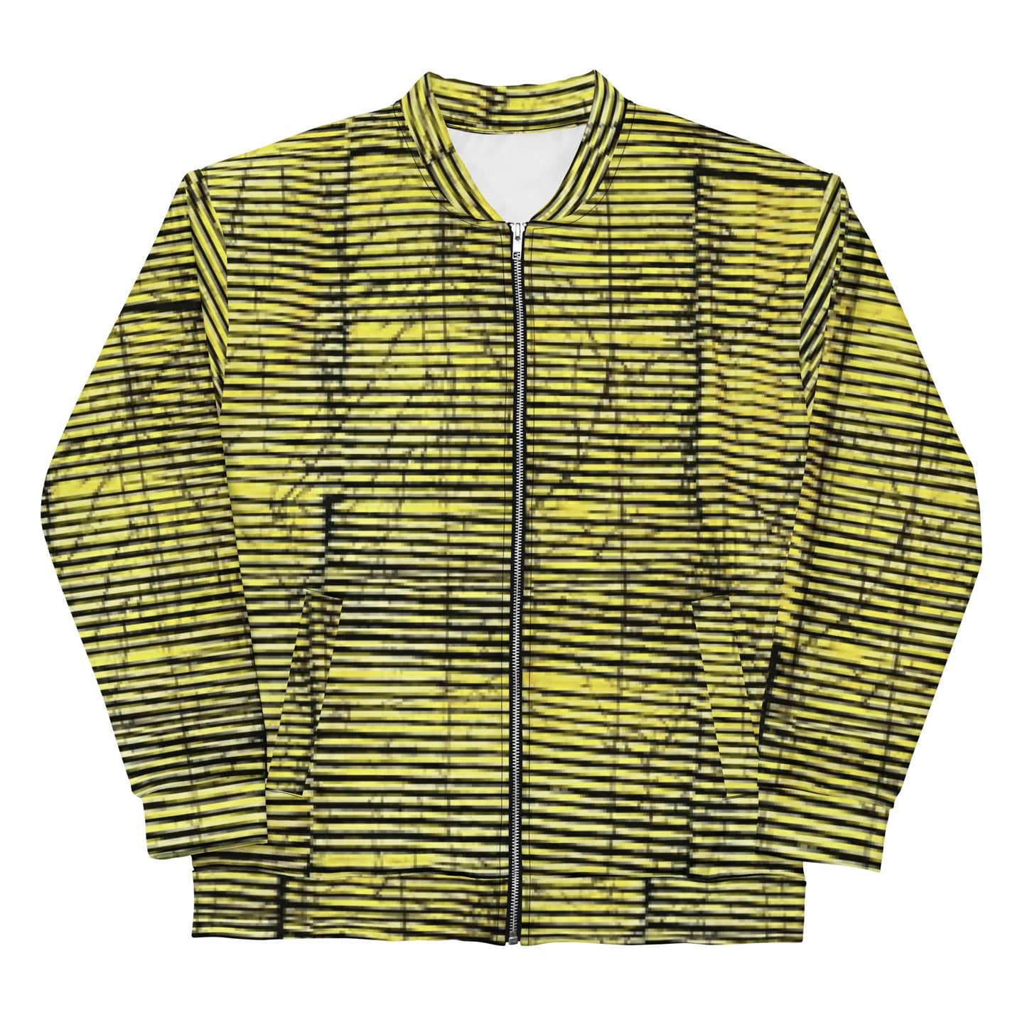 Yellow Black Stripes Adire Unisex Bomber Jacket