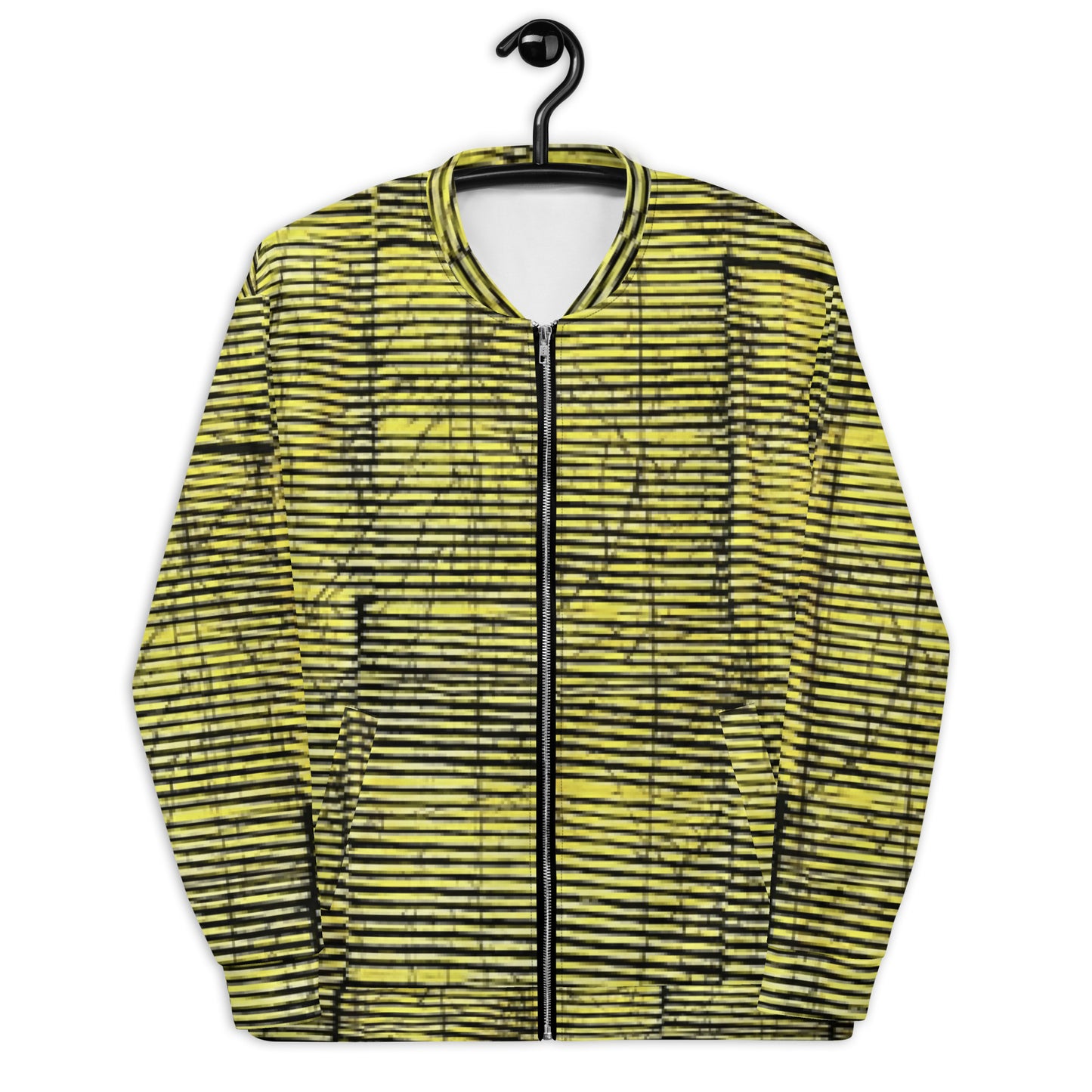 Yellow Black Stripes Adire Unisex Bomber Jacket