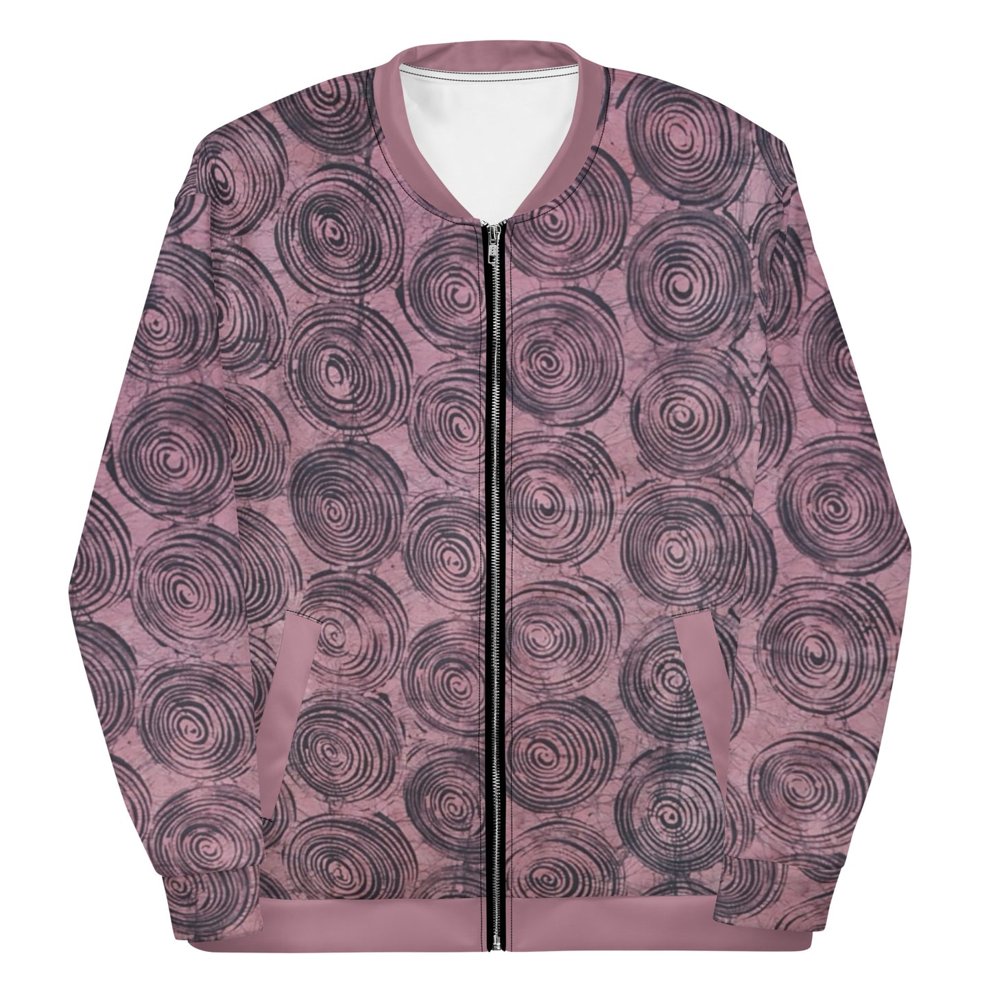 Pink & Black Swirls Adire Unisex Bomber Jacket