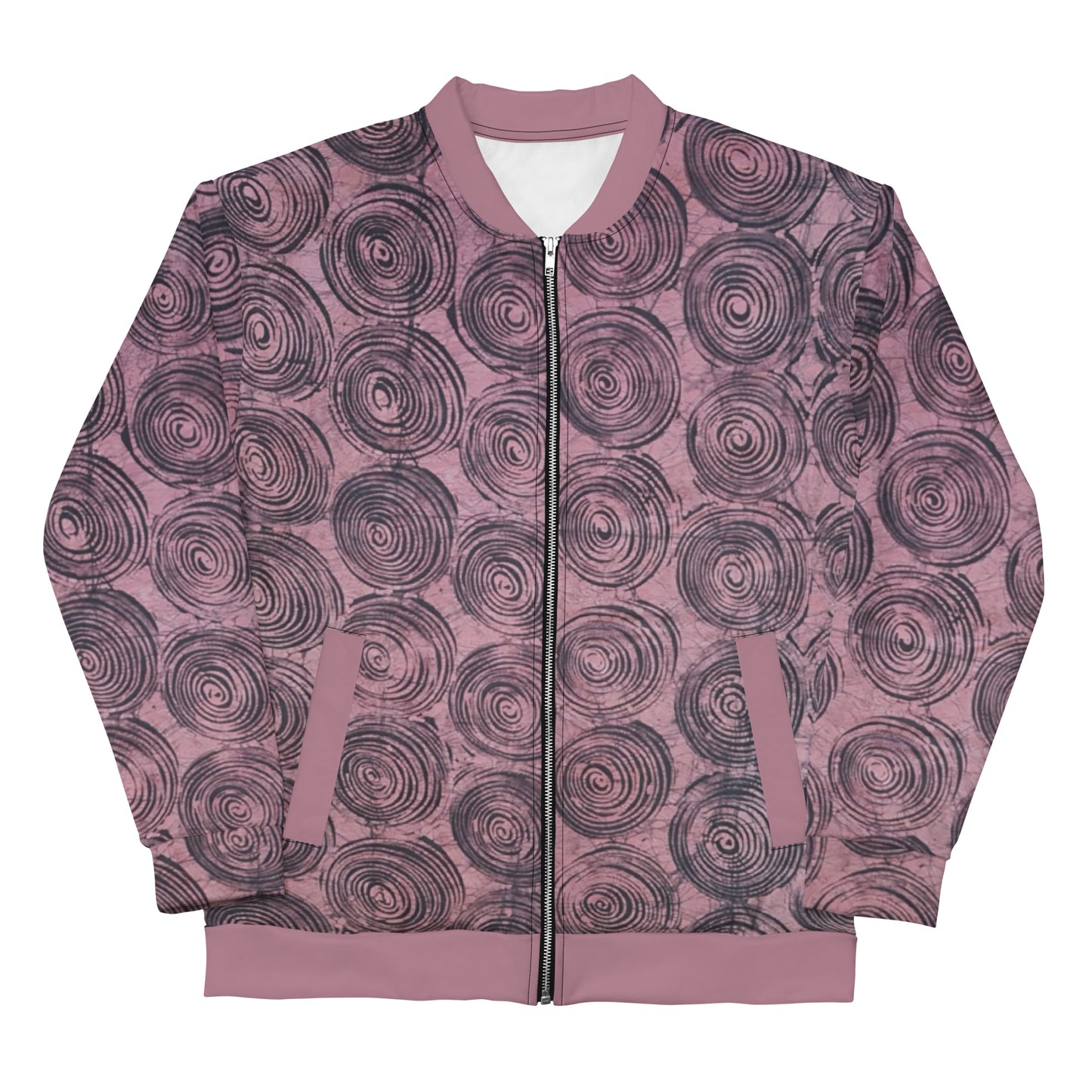 Pink & Black Swirls Adire Unisex Bomber Jacket