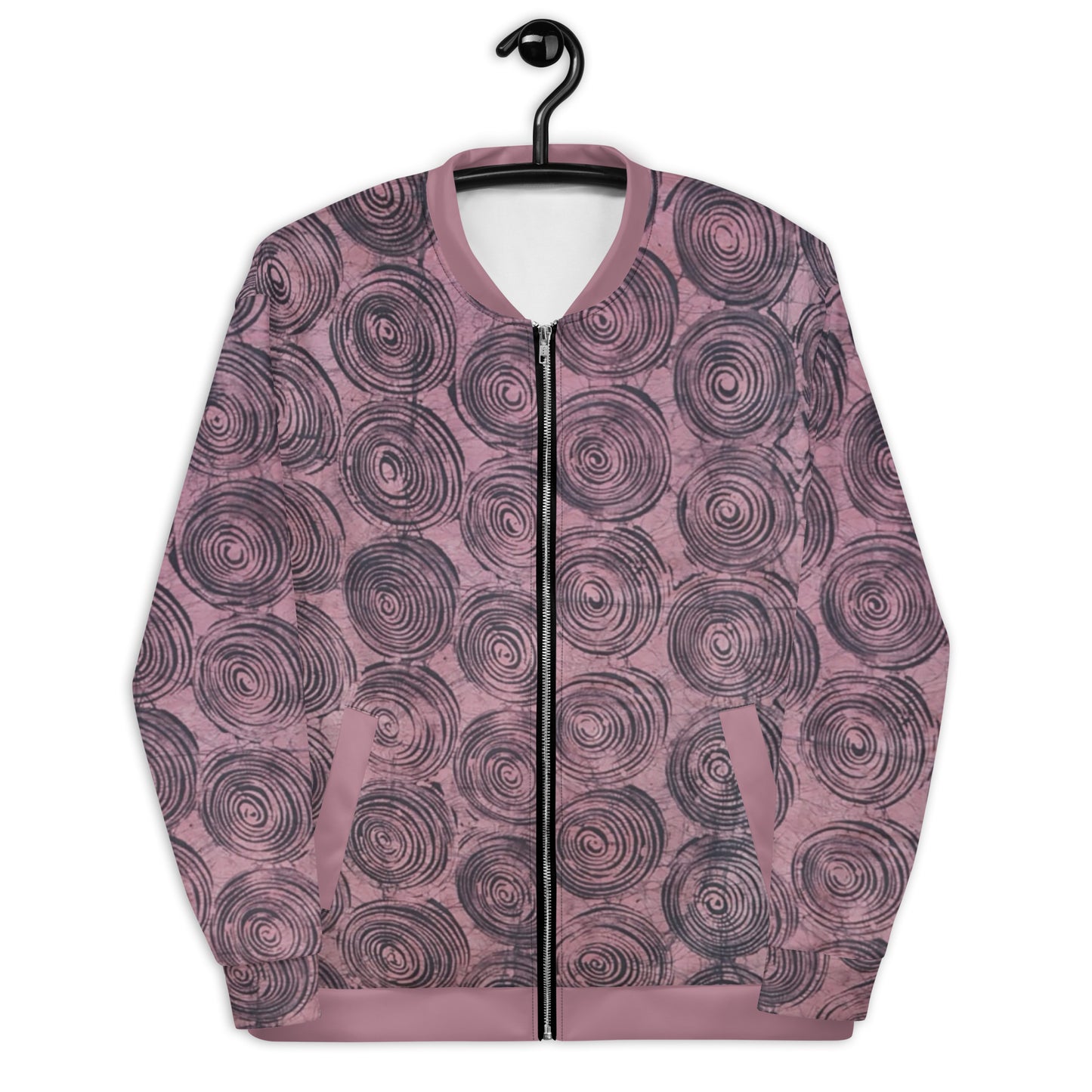 Pink & Black Swirls Adire Unisex Bomber Jacket