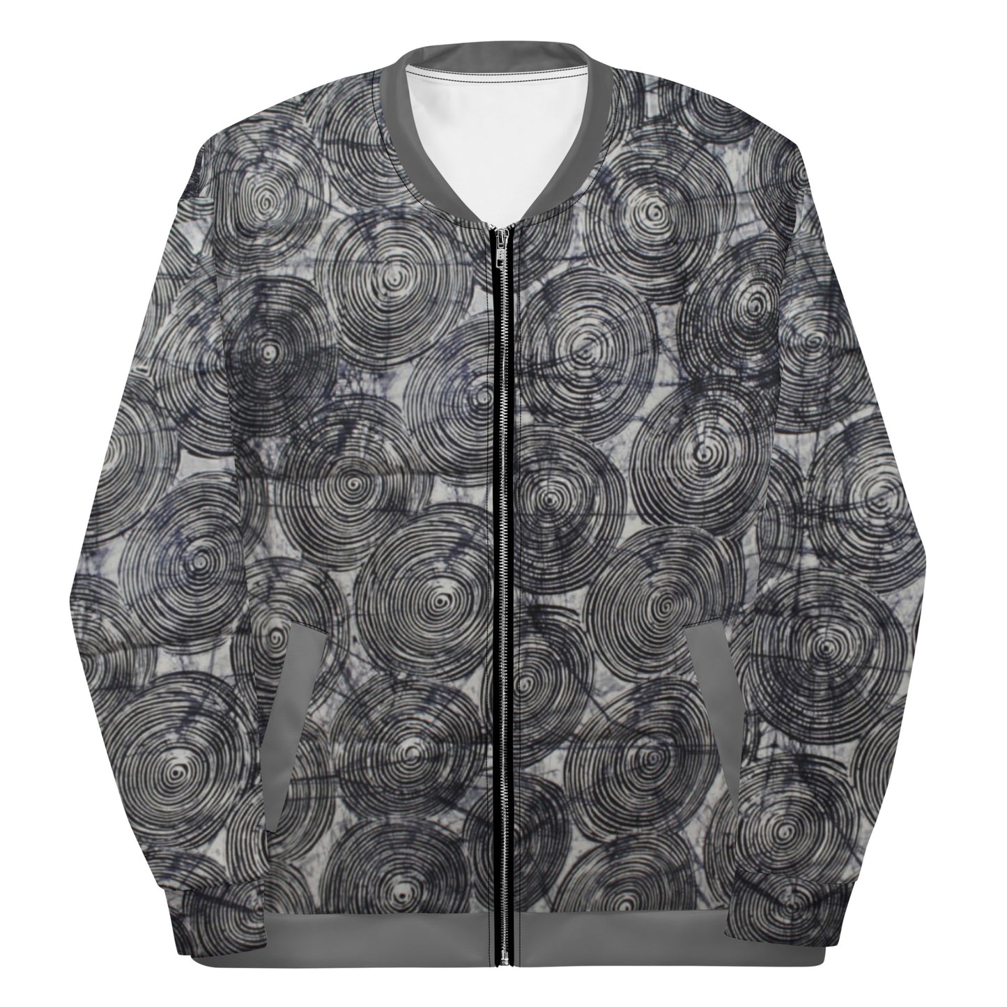 Black Swirls Adire Unisex Bomber Jacket