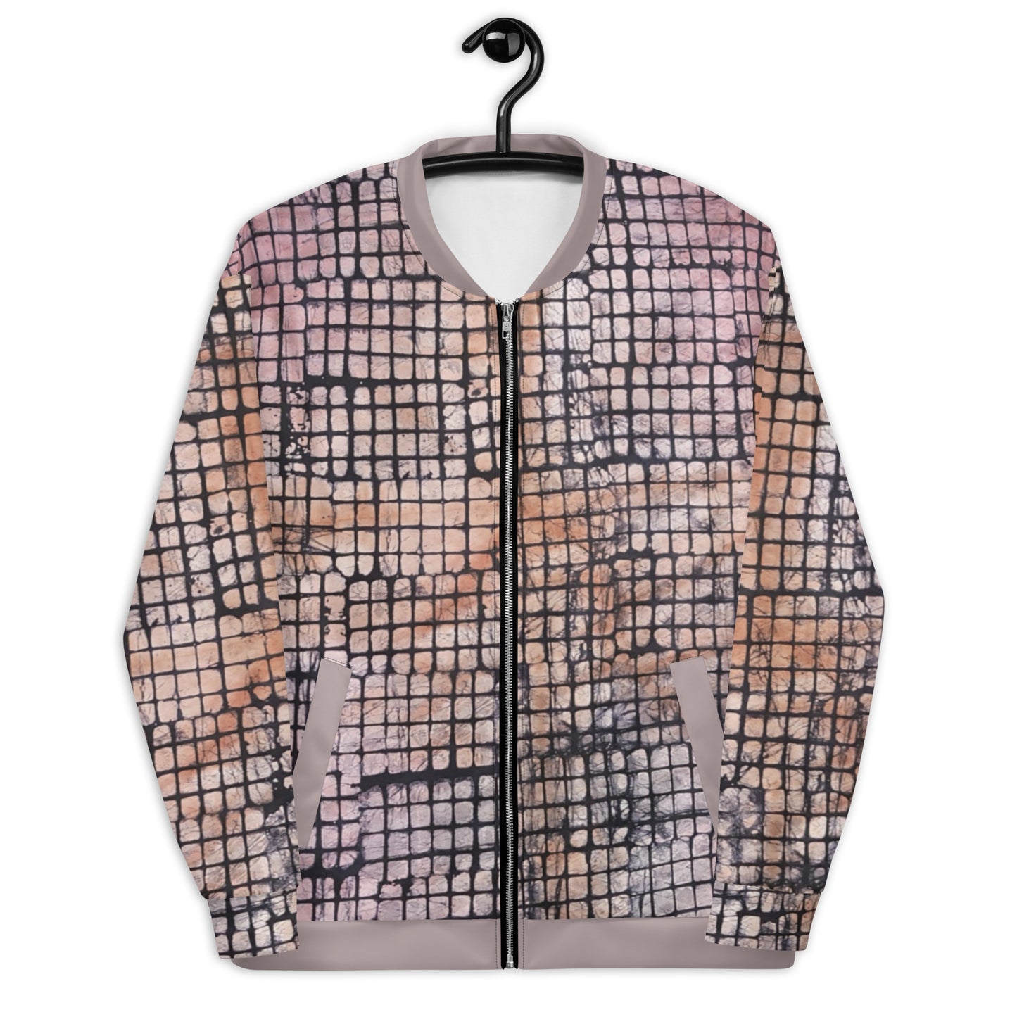 Pink Checked Adire Unisex Bomber Jacket