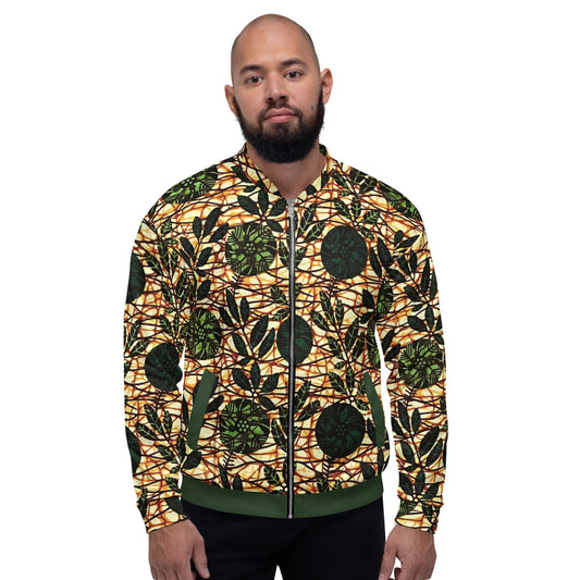 Green Leaf Wine Ankara Unisex Bomber Jacket