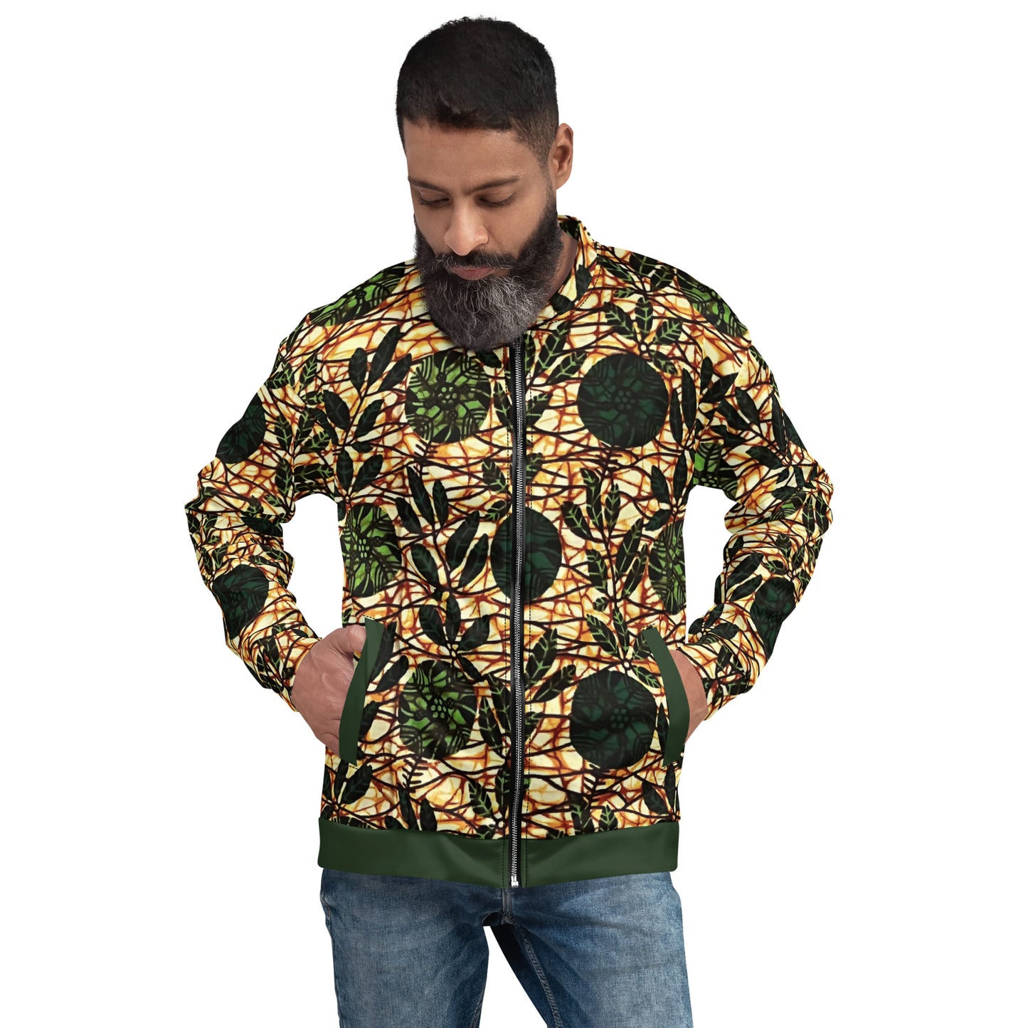 Green Leaf Wine Ankara Unisex Bomber Jacket