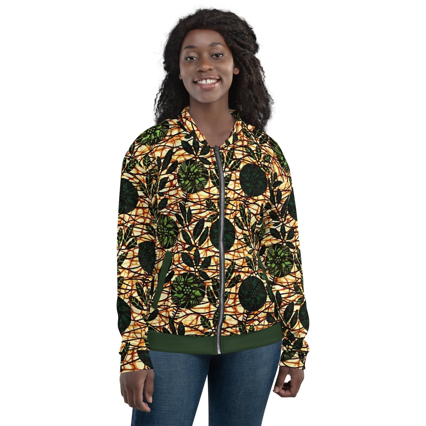 Green Leaf Wine Ankara Unisex Bomber Jacket