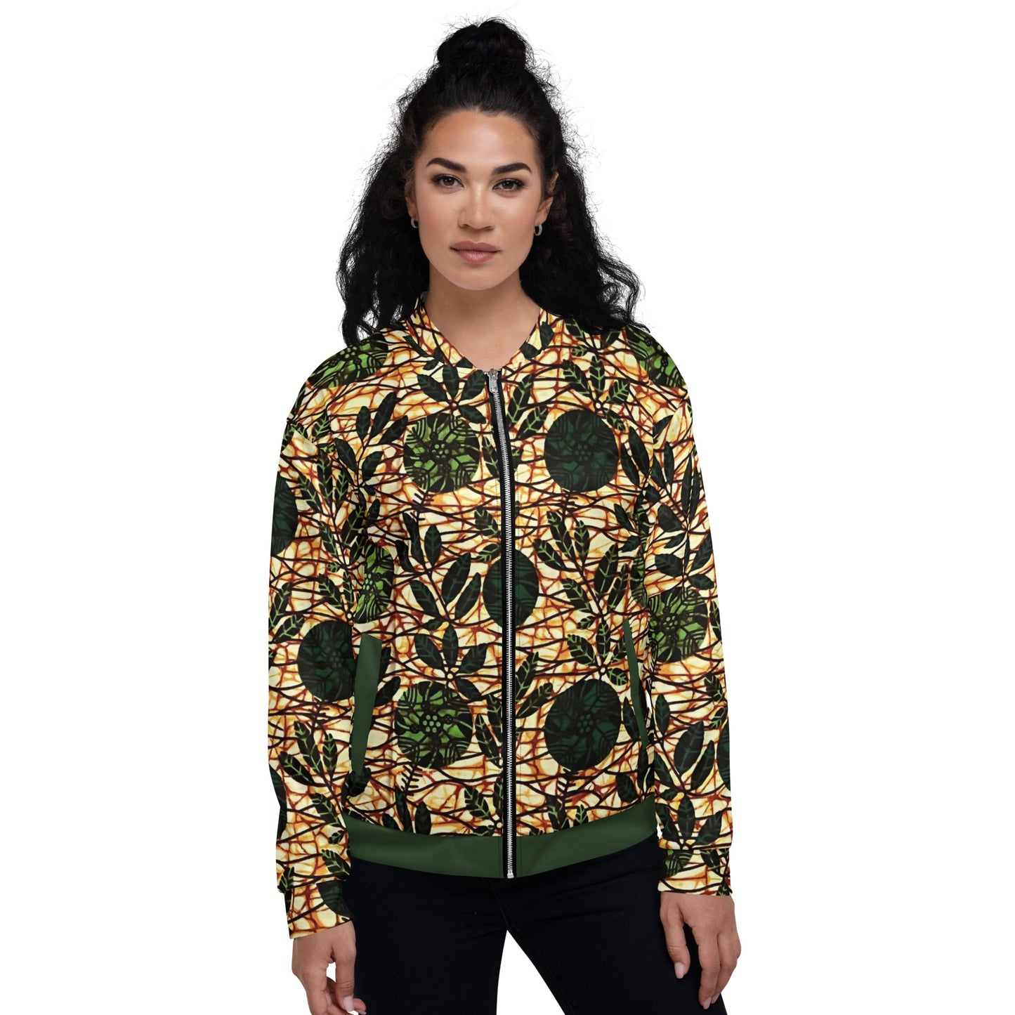 Green Leaf Wine Ankara Unisex Bomber Jacket