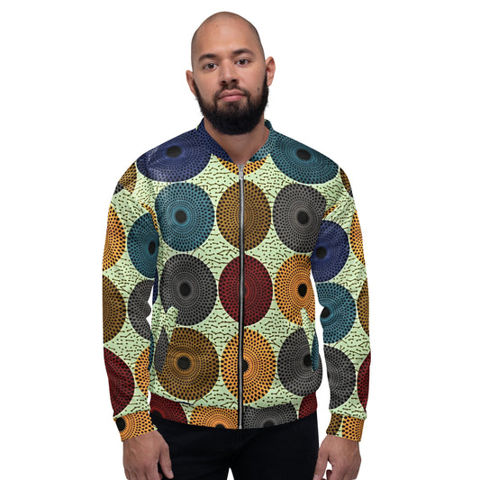 Multicolour Mandela Print Ankara Unisex Bomber Jacket